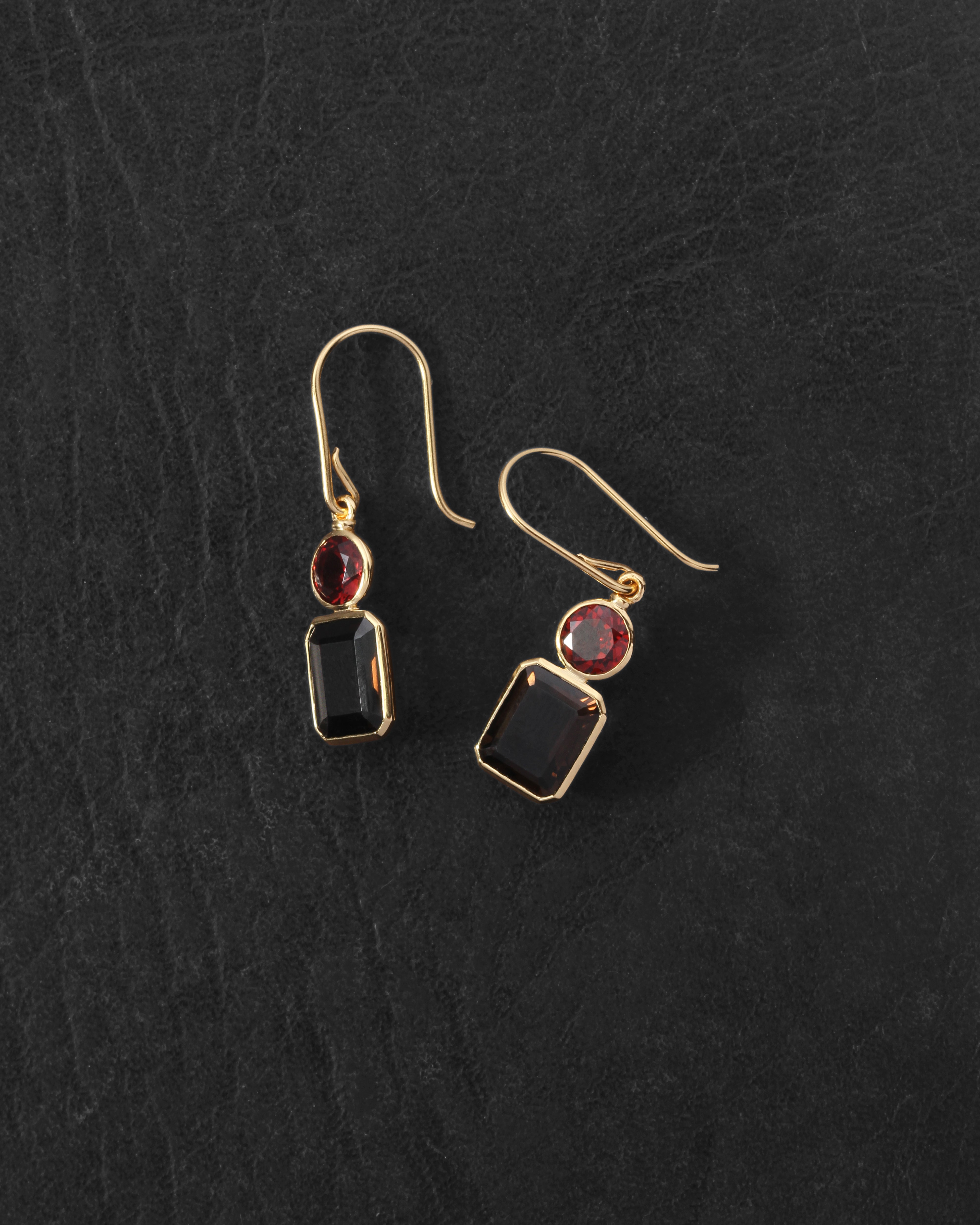Umber Earrings Gold Vermeil on dark leather