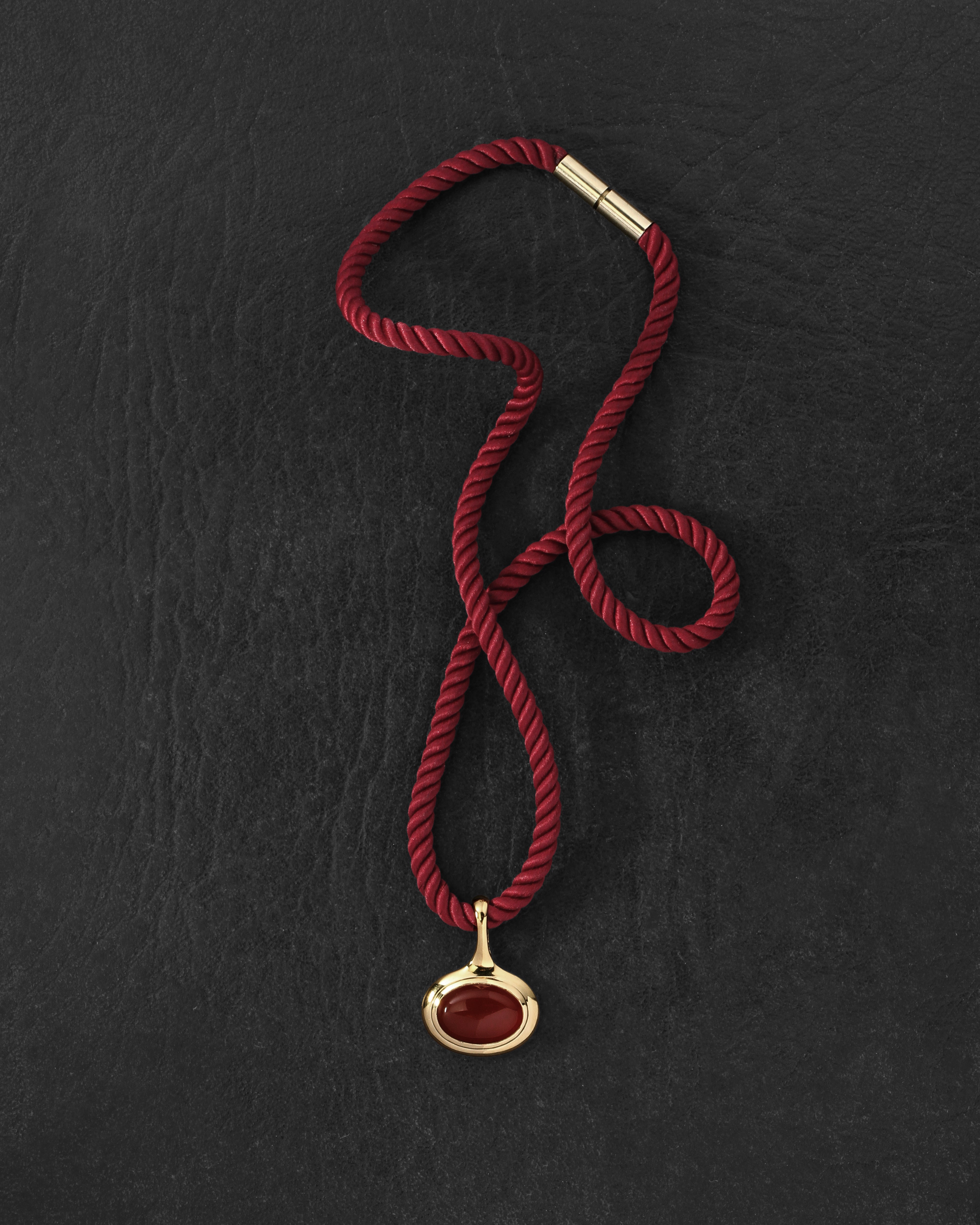 Vega Necklace Gold Vermeil on dark leather