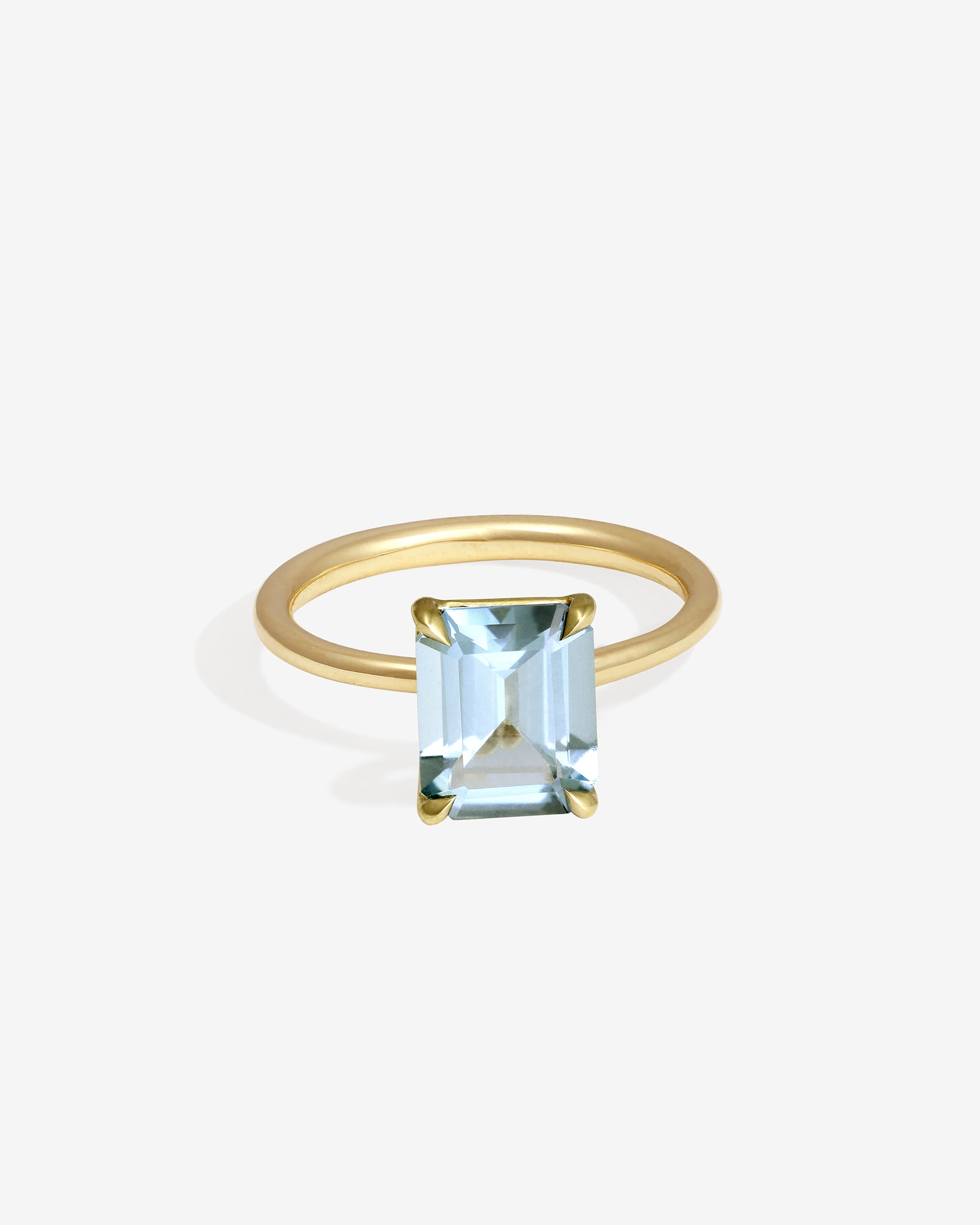 Temple of the Sun Adama Emerald Cut Ring Solitaire 2.72ct Blue Topaz Solid Gold