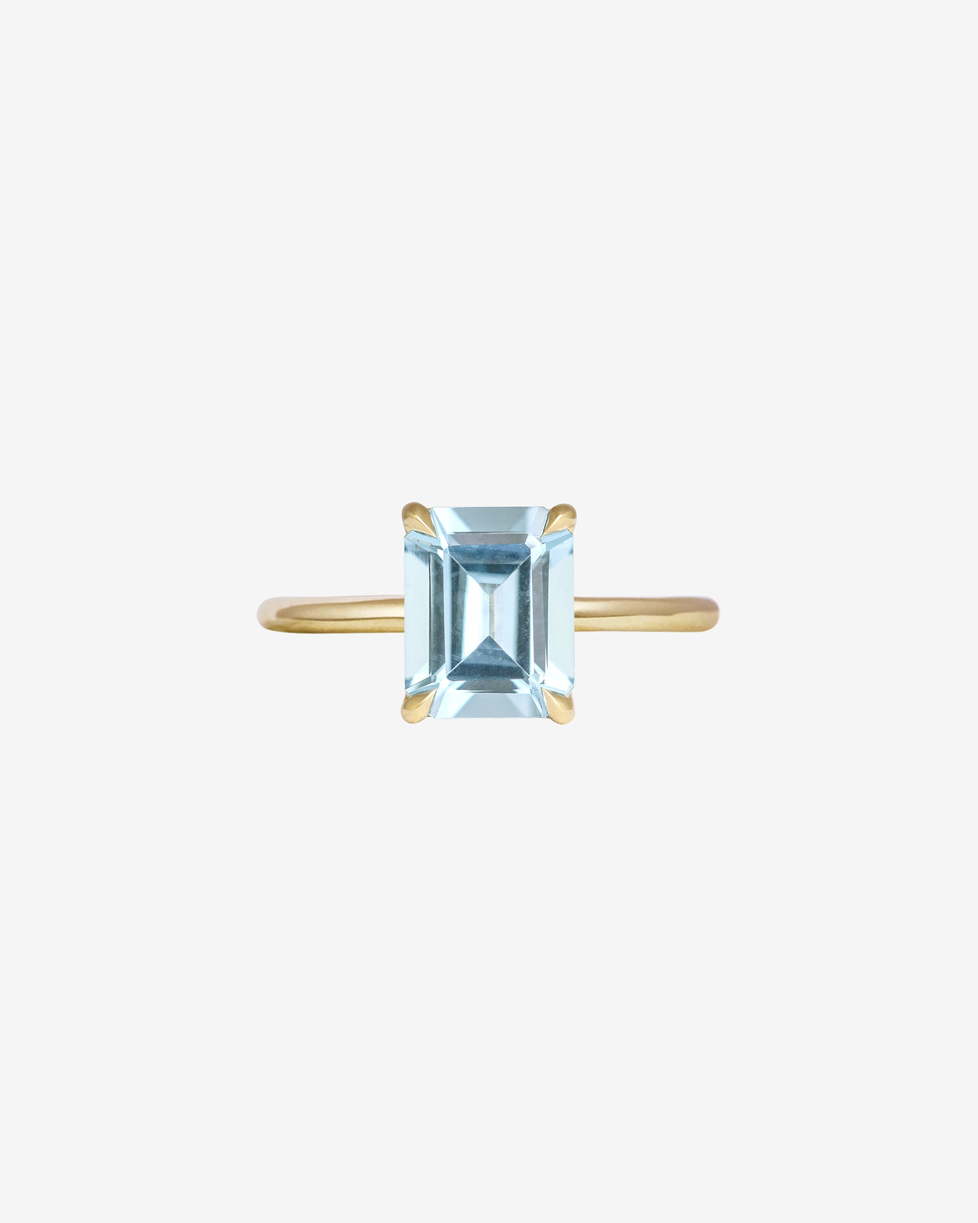 Temple of the Sun Adama Emerald Cut Ring Solitaire 2.72ct Blue Topaz Solid Gold