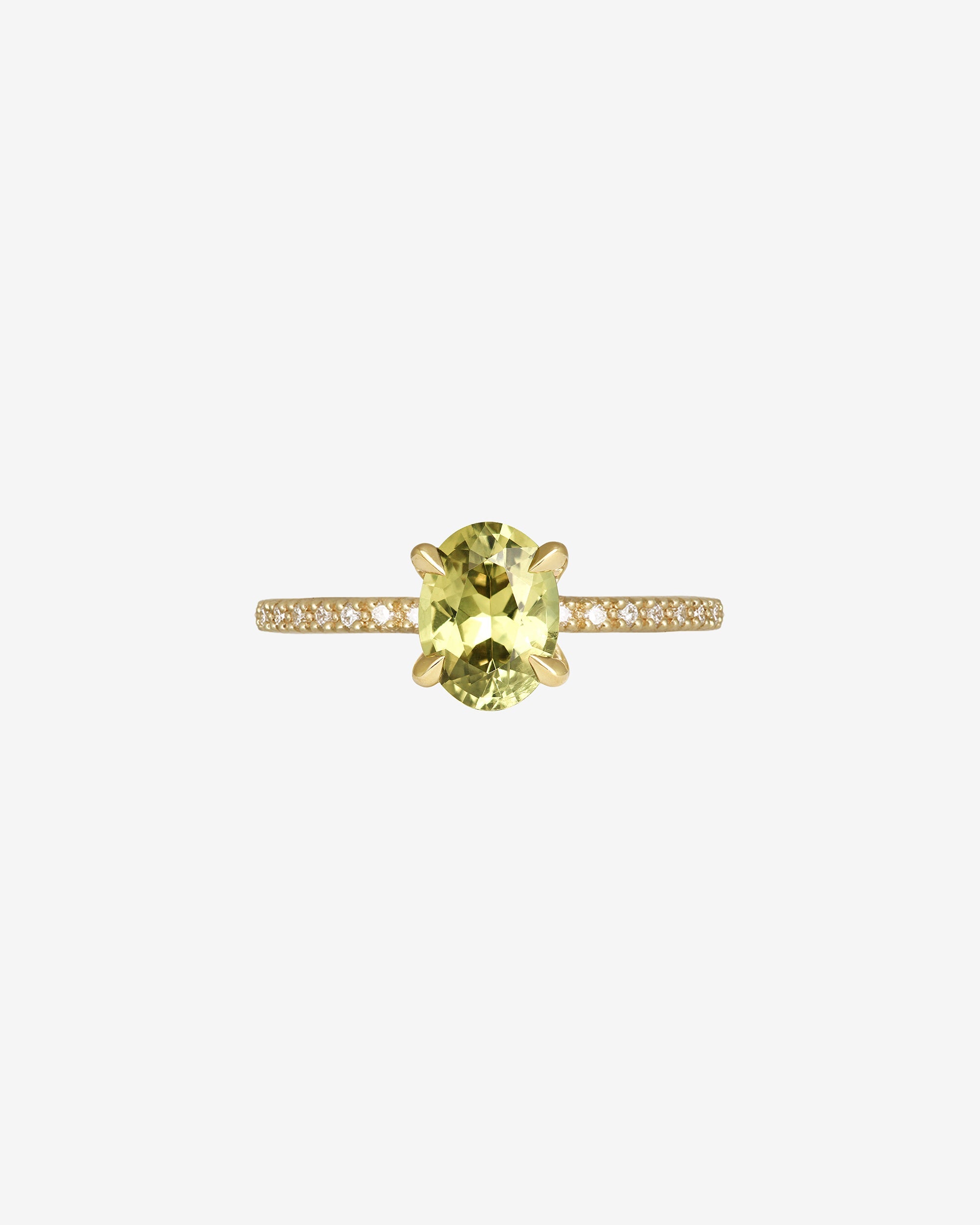 Temple of the Sun Adama Oval Ring 1.22ct Lime Sapphire Diamond Solid Gold
