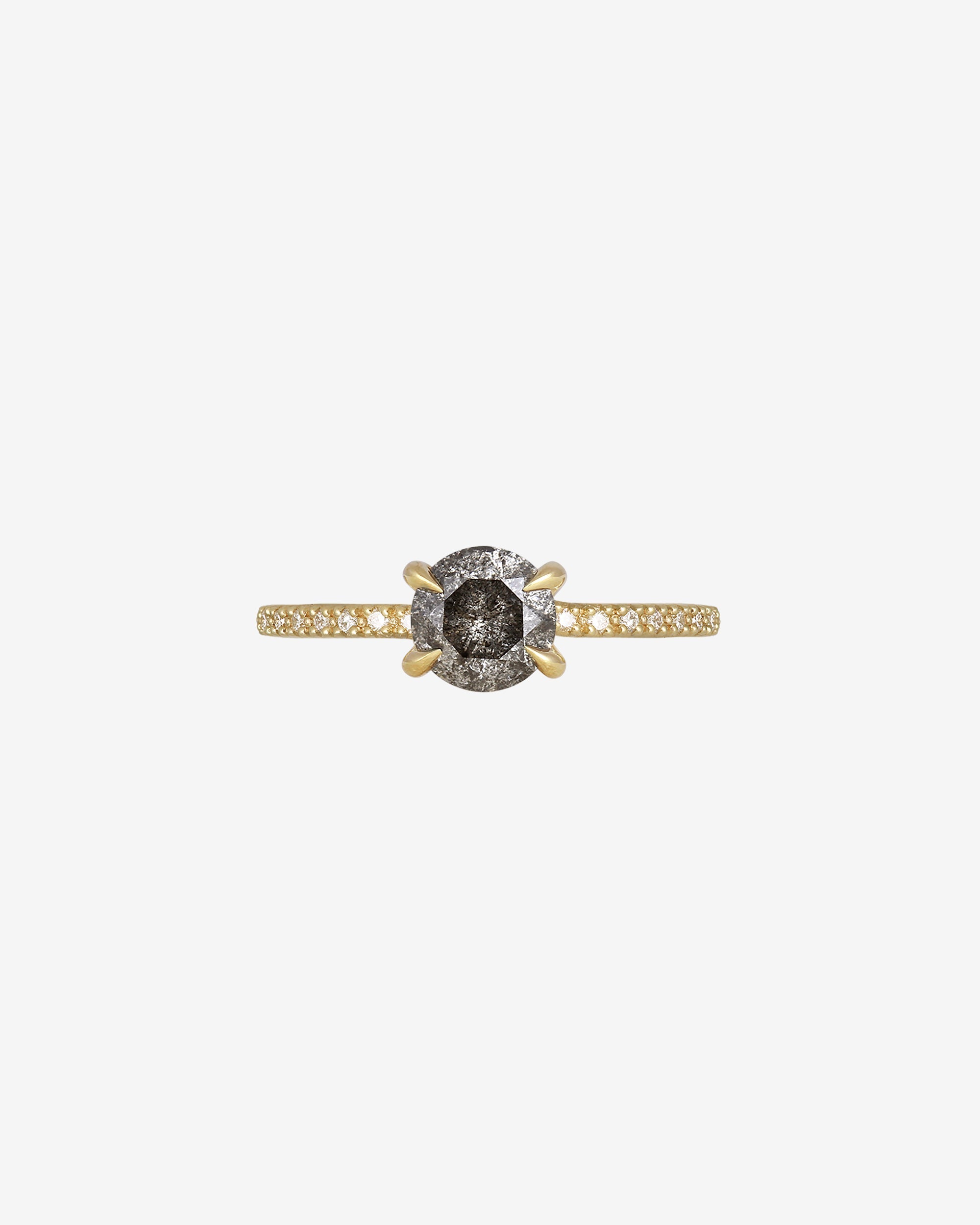 Temple of the Sun Adama Round Ring Salt and Pepper Diamond Solid Gold