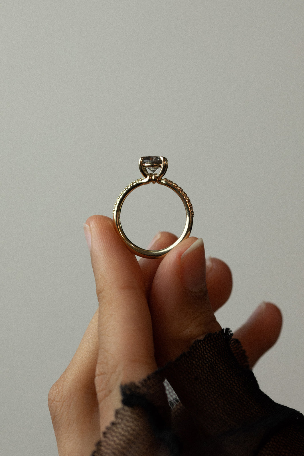 Temple of the Sun Adama Round Ring Salt and Pepper Diamond Solid Gold