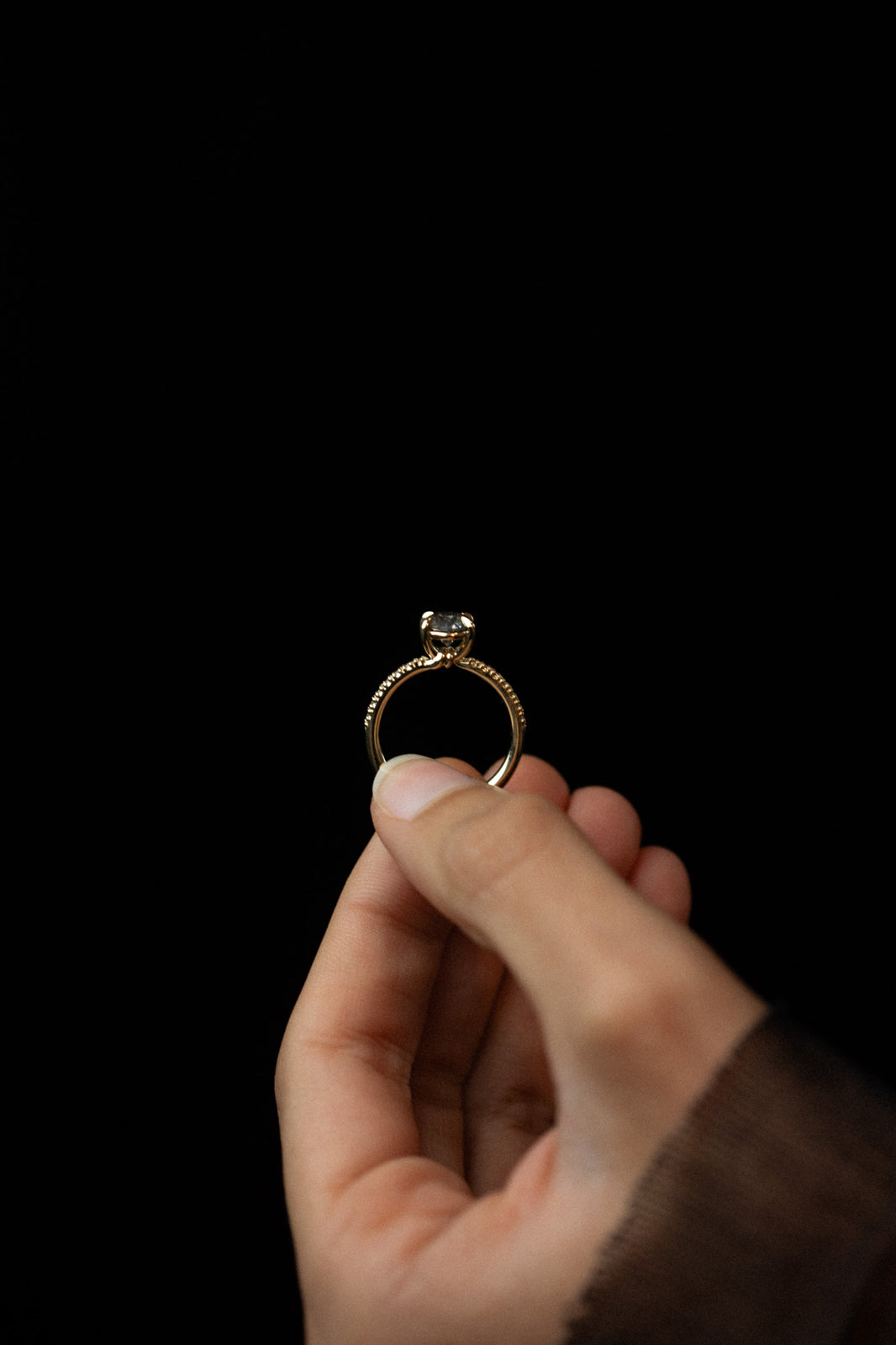 Temple of the Sun Adama Round Ring Salt and Pepper Diamond Solid Gold