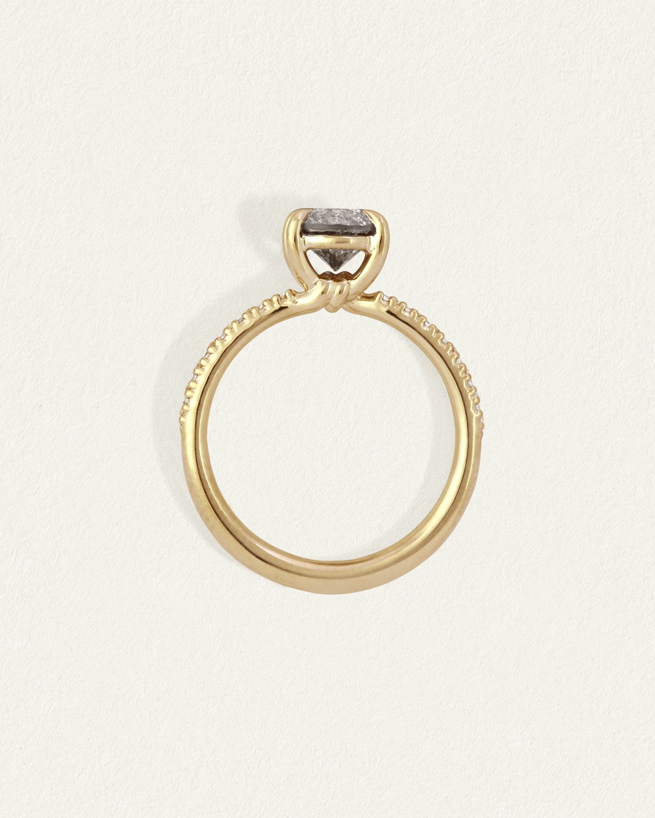 Temple of the Sun Adama Round Ring Salt and Pepper Diamond Solid Gold