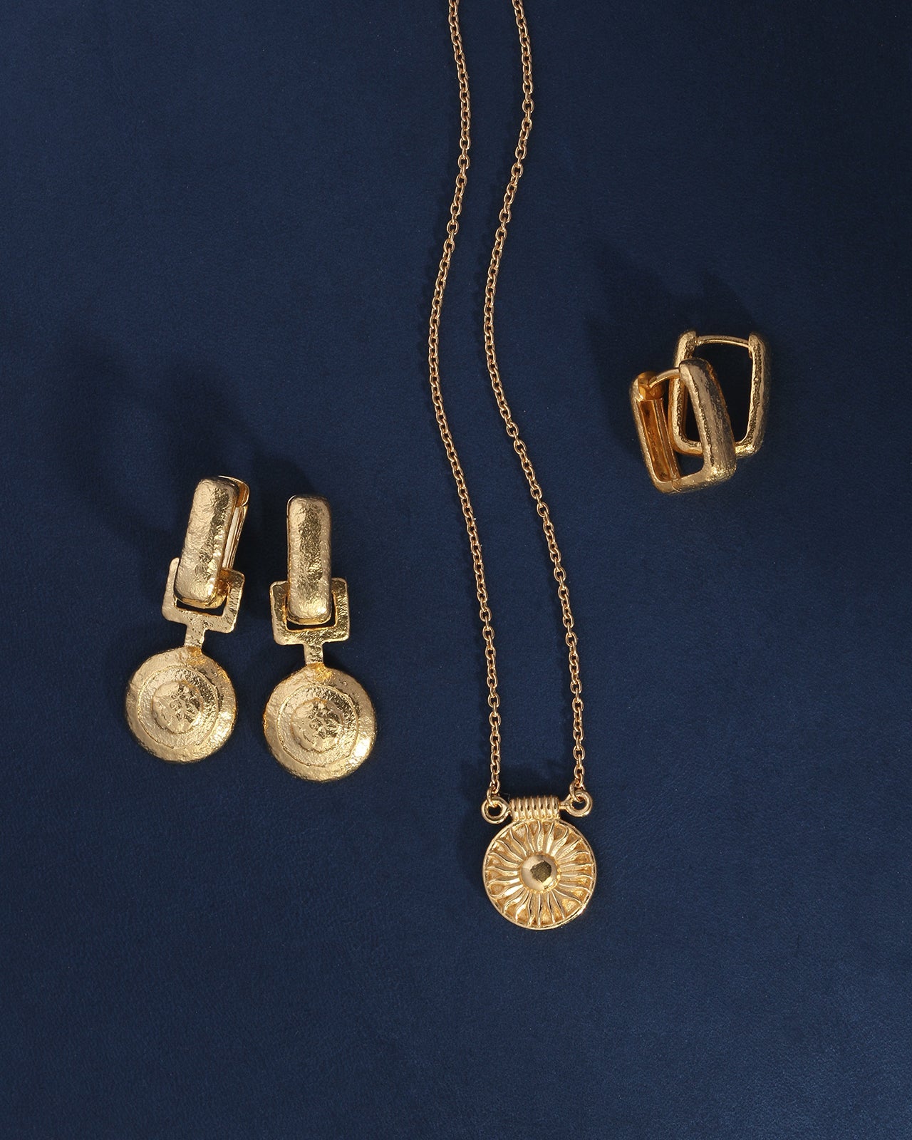 Temple of the Sun Alida Square Hoops Gold Vermeil