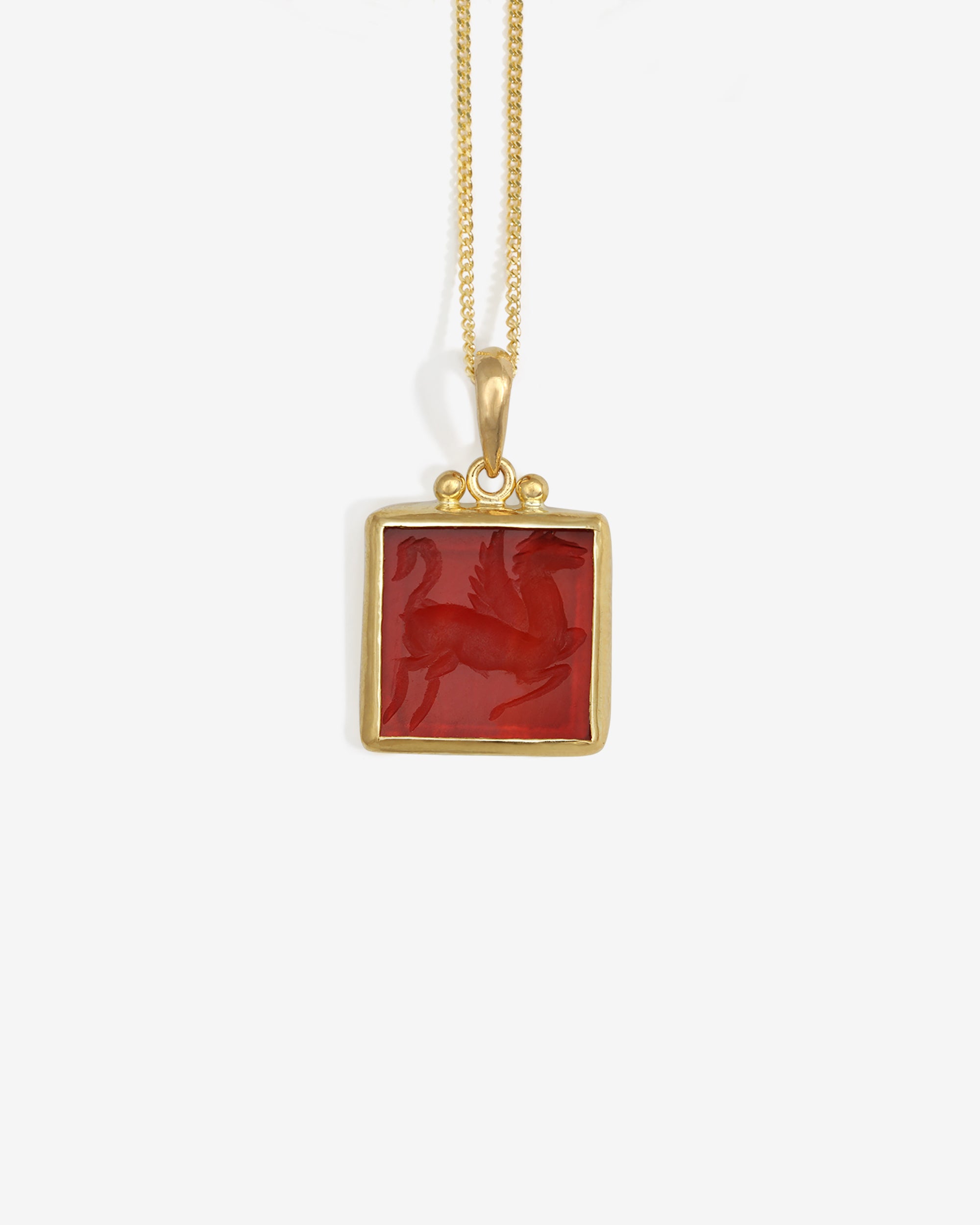 Temple of the Sun Anu Pegasus Necklace Carnelian Solid Gold