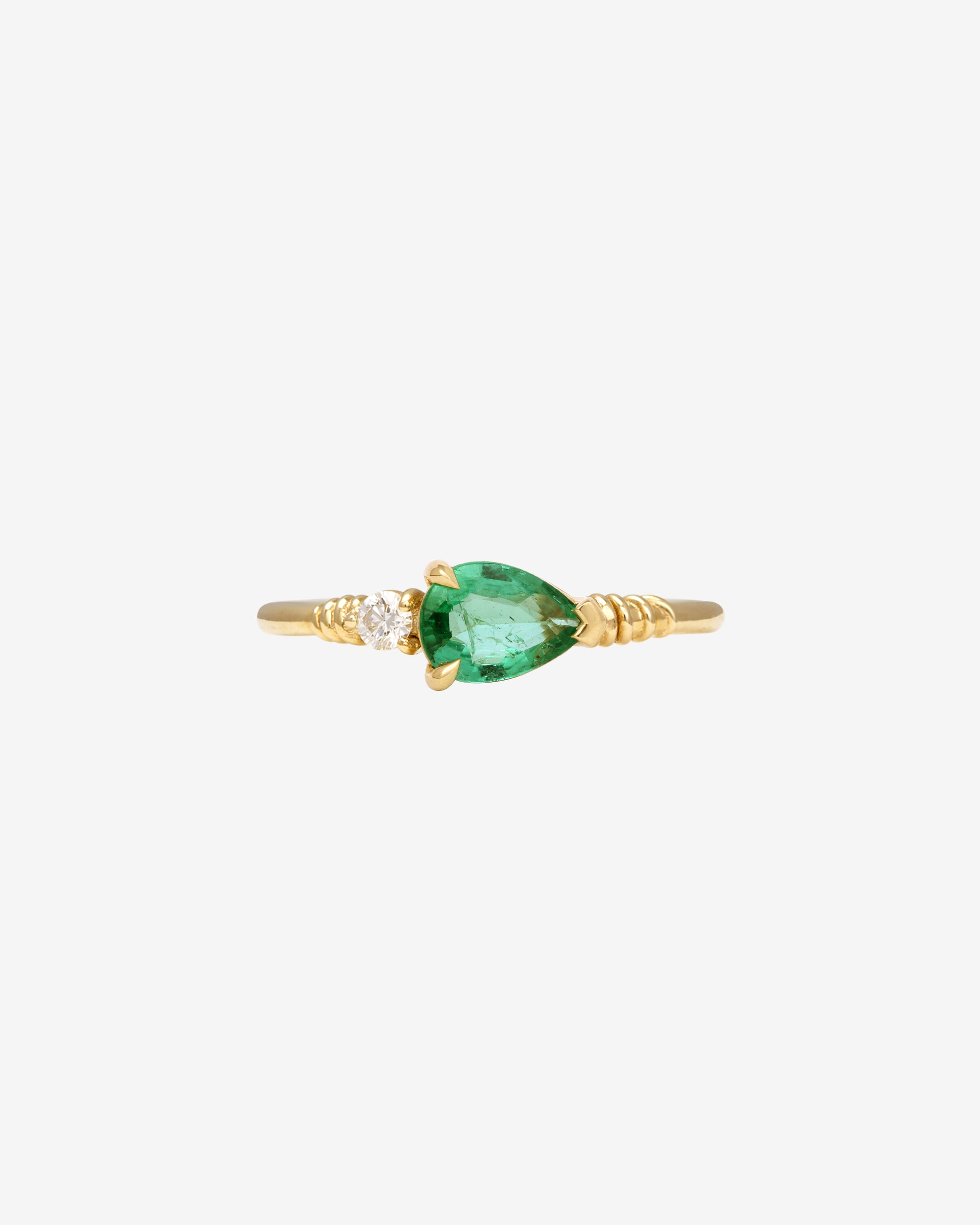 Temple of the Sun Ariel Ring Emerald Diamond Solid Gold