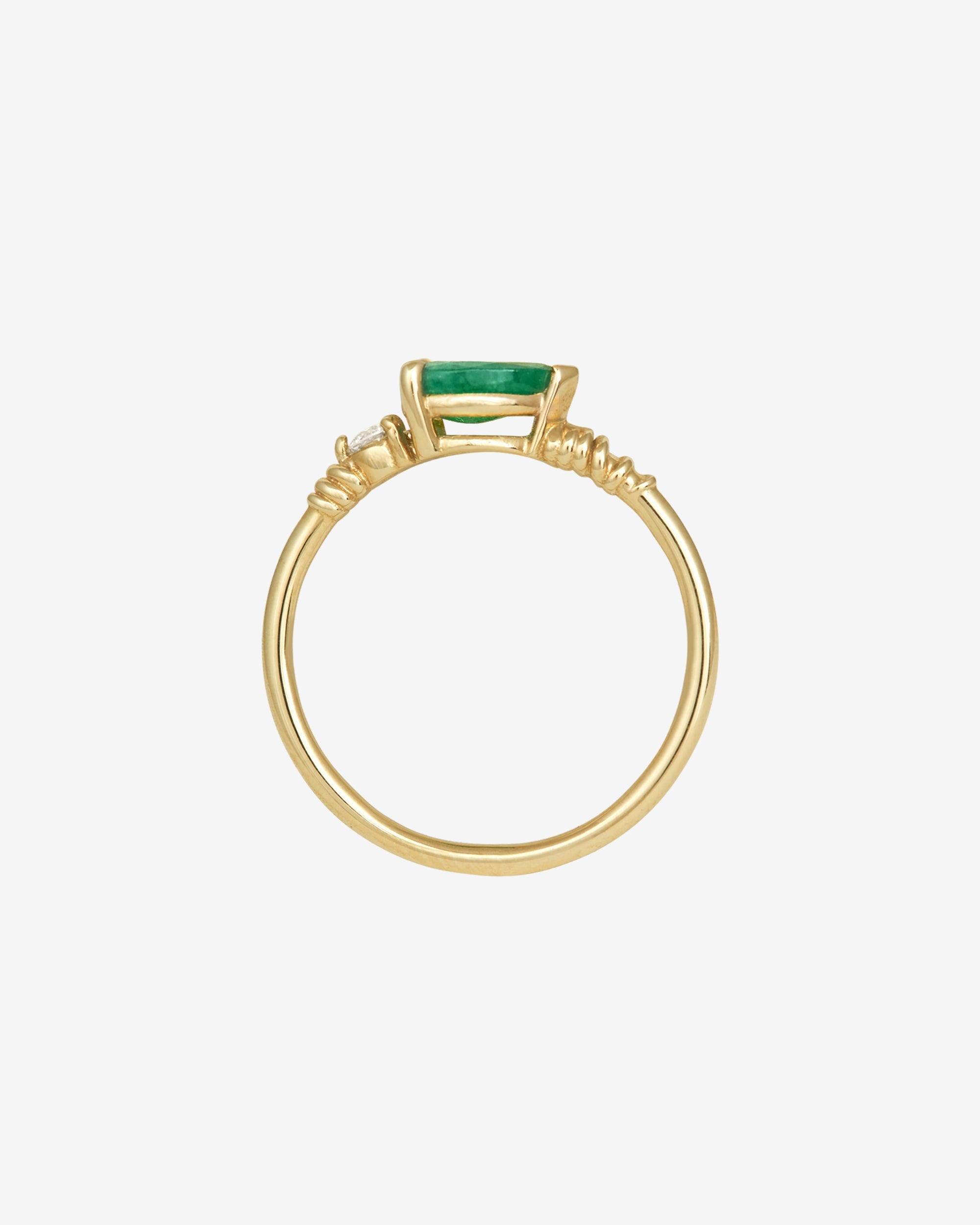 Temple of the Sun Ariel Ring Emerald Diamond Solid Gold