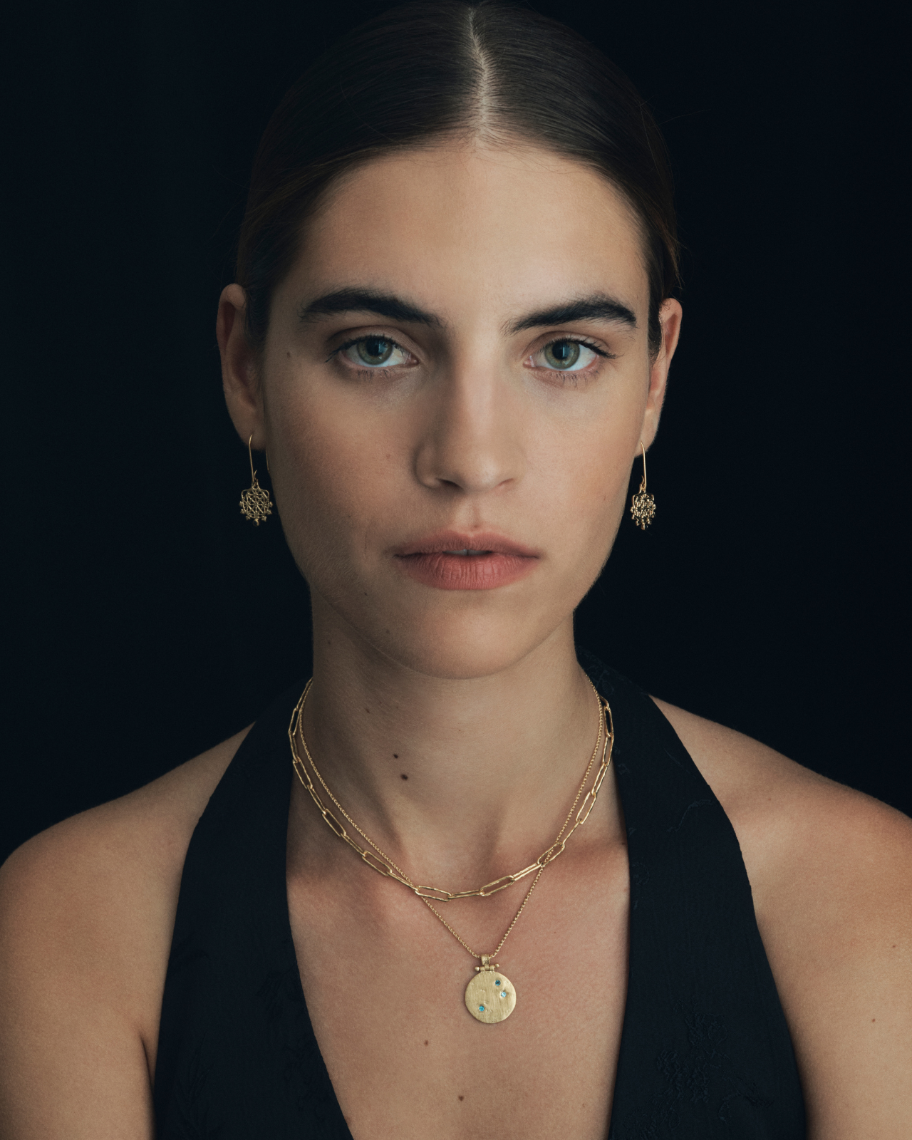 Temple of the Sun Arinna Earrings Sapphire Gold Vermeil