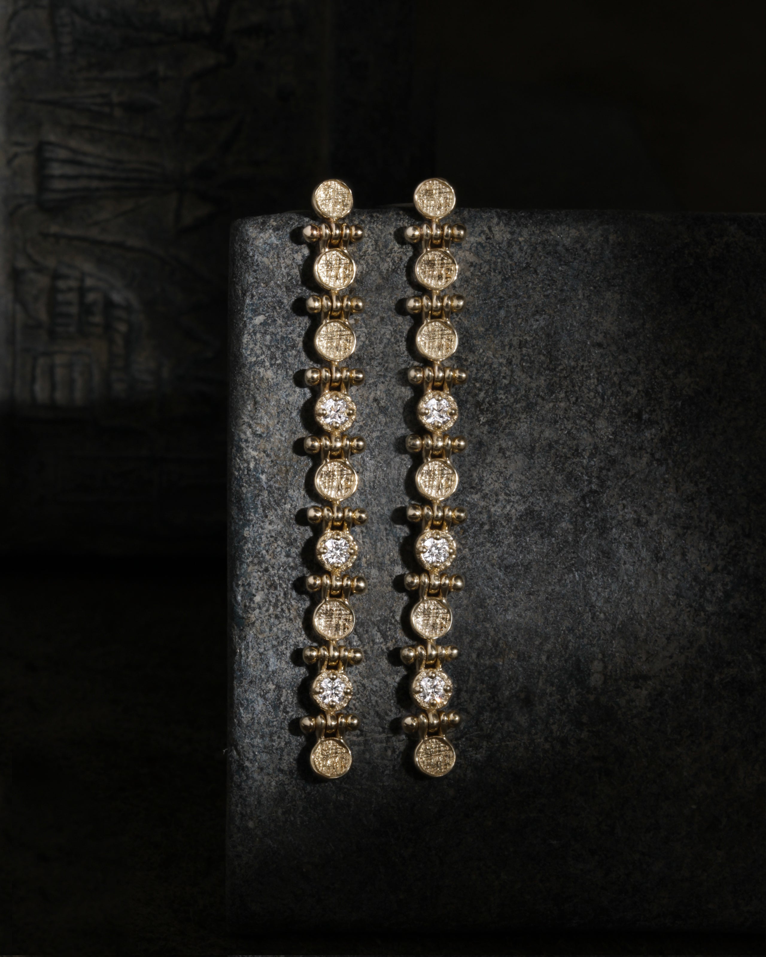 Temple of the Sun Asteria Earrings Diamond Solid Gold