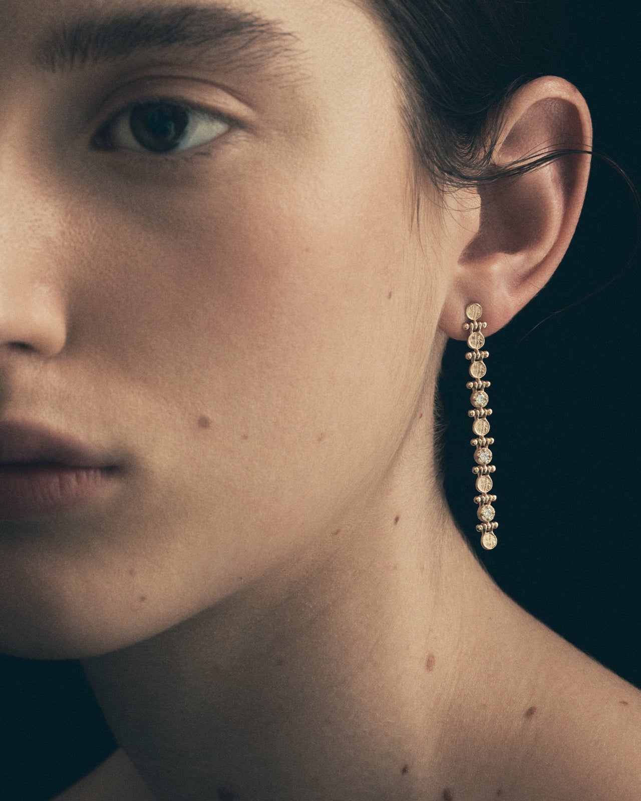 Temple of the Sun Asteria Earrings Diamond Solid Gold