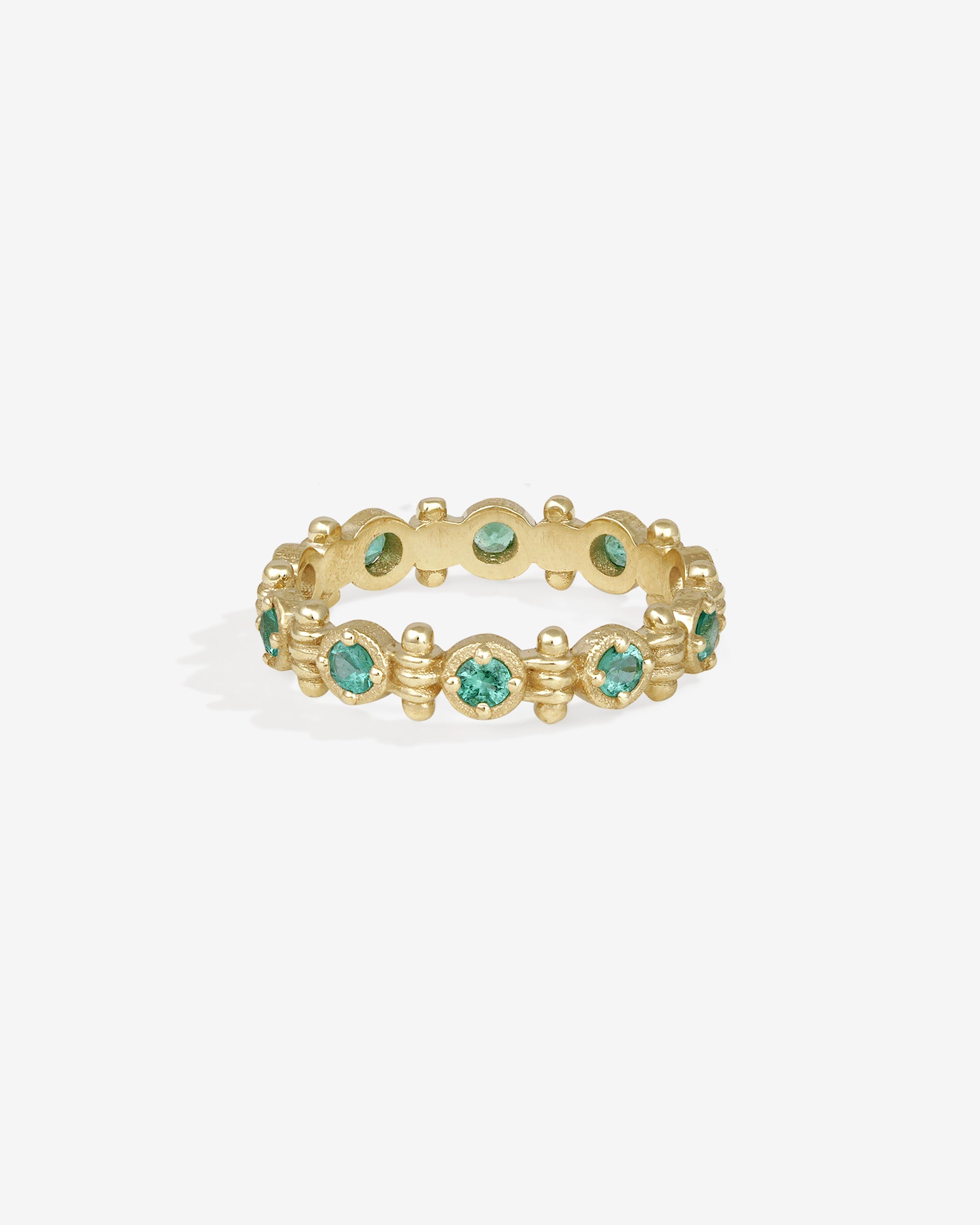 Temple of the Sun Asteria Eternity Ring Emerald Solid Gold
