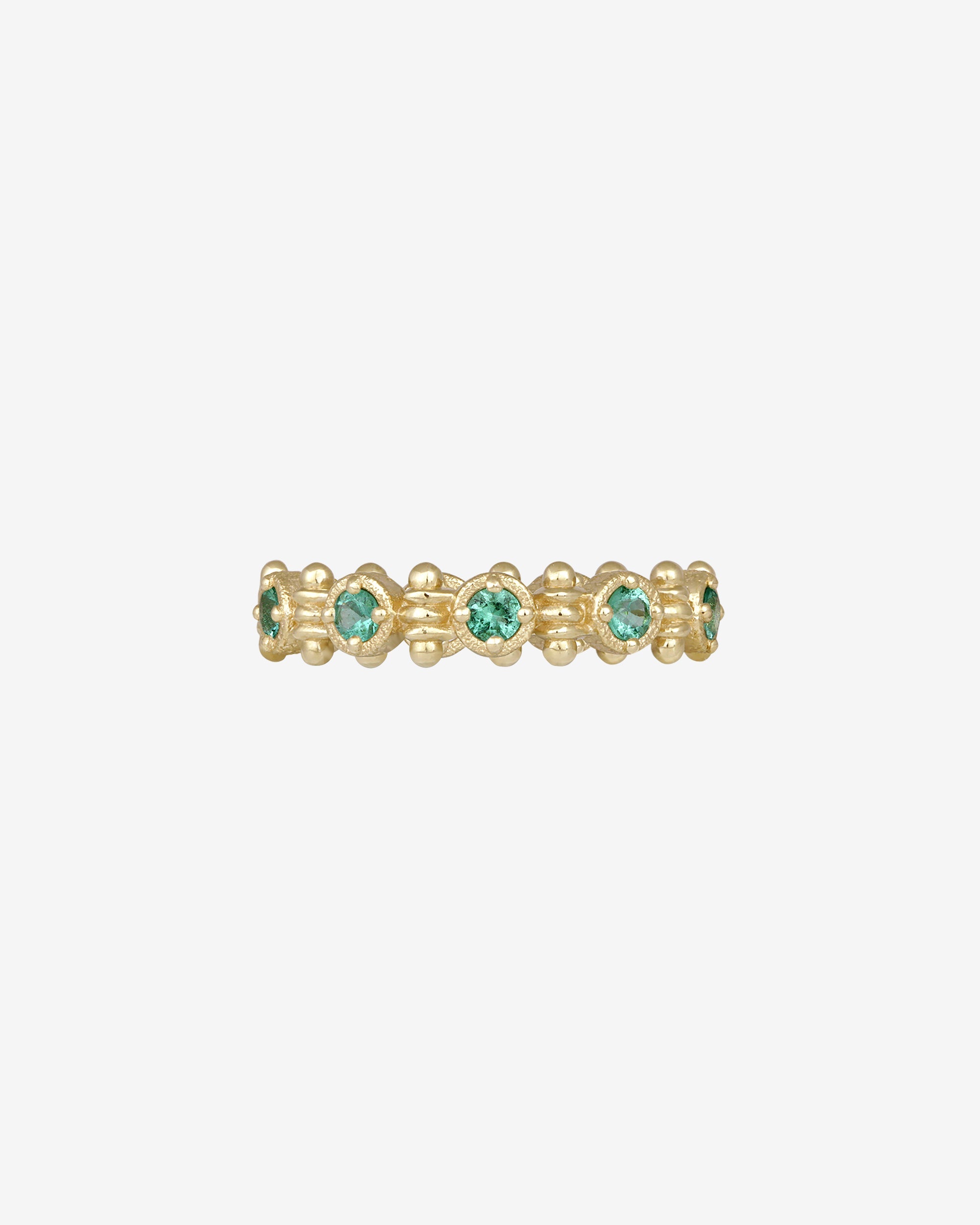 Temple of the Sun Asteria Eternity Ring Emerald Solid Gold