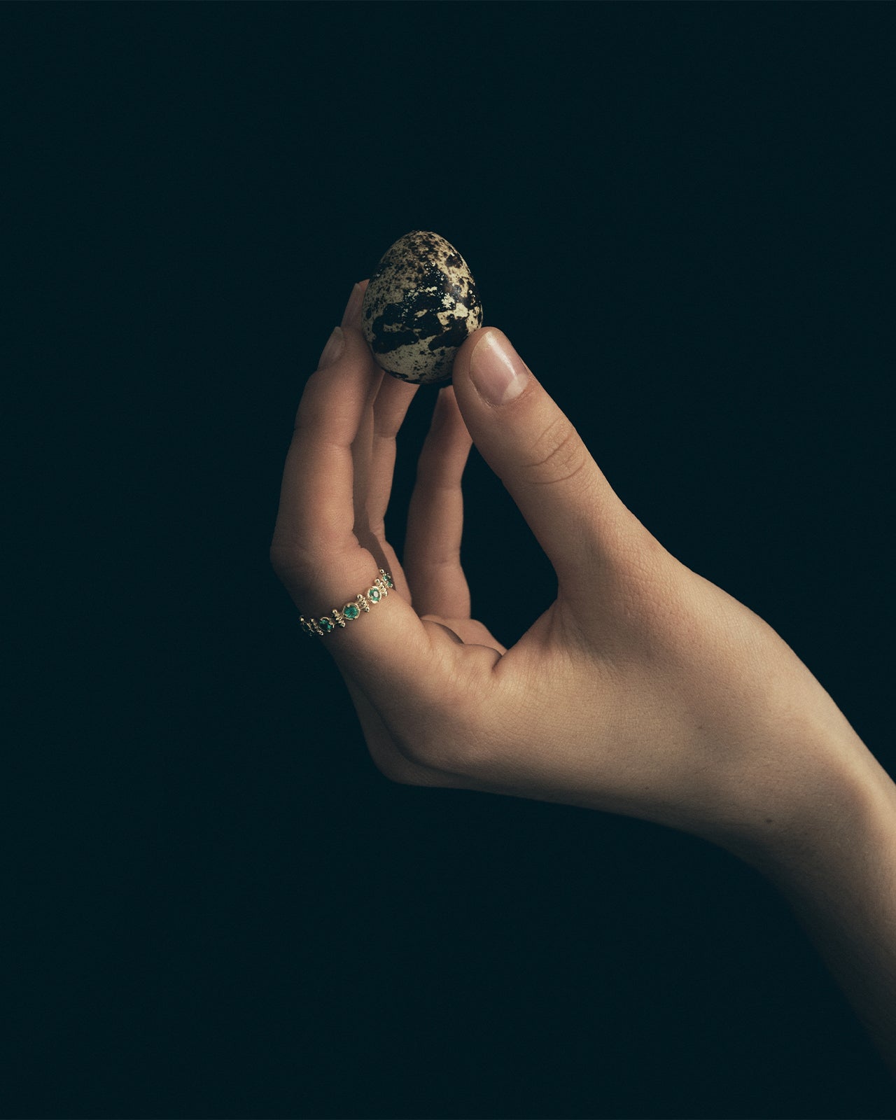 Temple of the Sun Asteria Eternity Ring Emerald Solid Gold