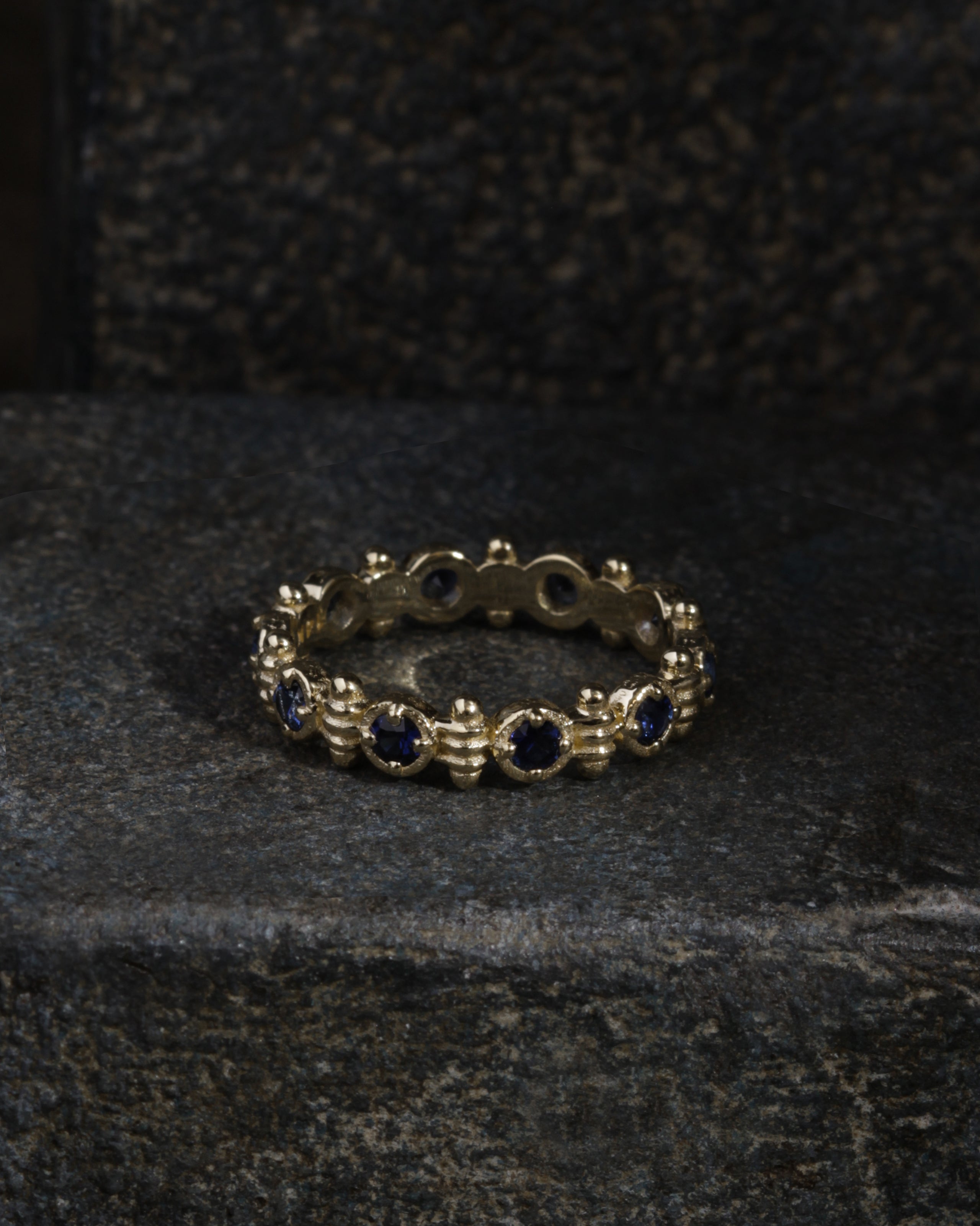 Temple of the Sun Asteria Eternity Ring Sapphire Solid Gold