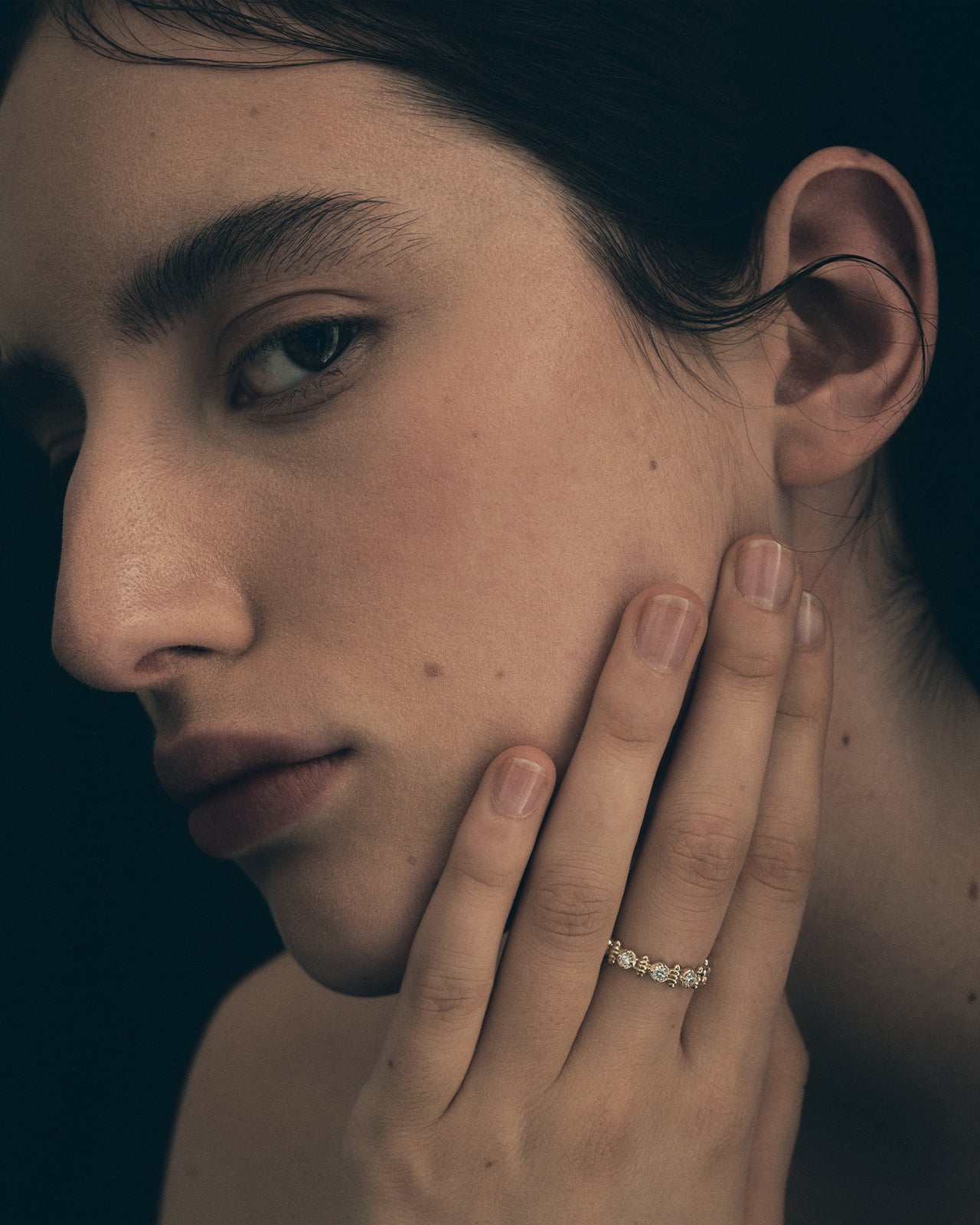 Temple of the Sun Asteria Half Eternity Ring Diamond Solid Gold