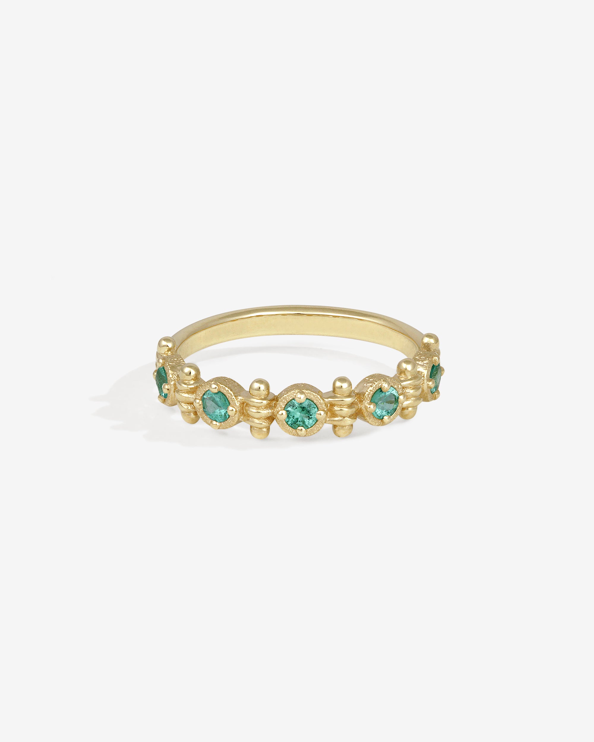Temple of the Sun Asteria Half Eternity Ring Emerald Solid Gold