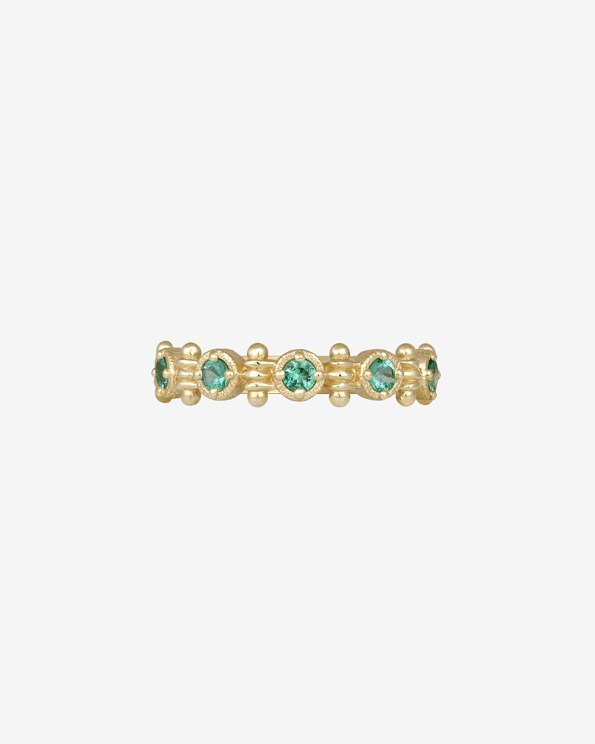 Temple of the Sun Asteria Half Eternity Ring Emerald Solid Gold