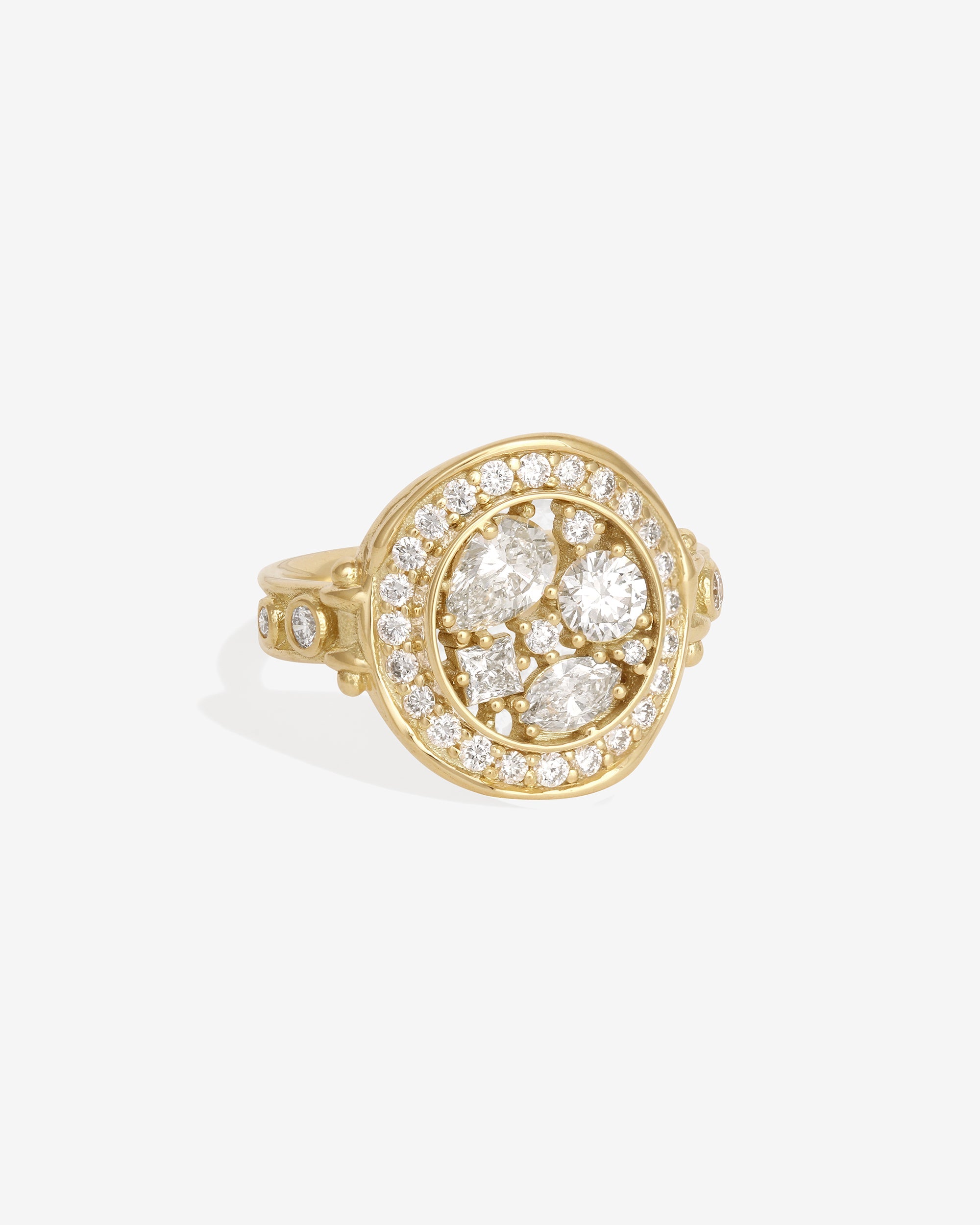 Temple of the Sun Asteria Halo Diamond Solid Gold