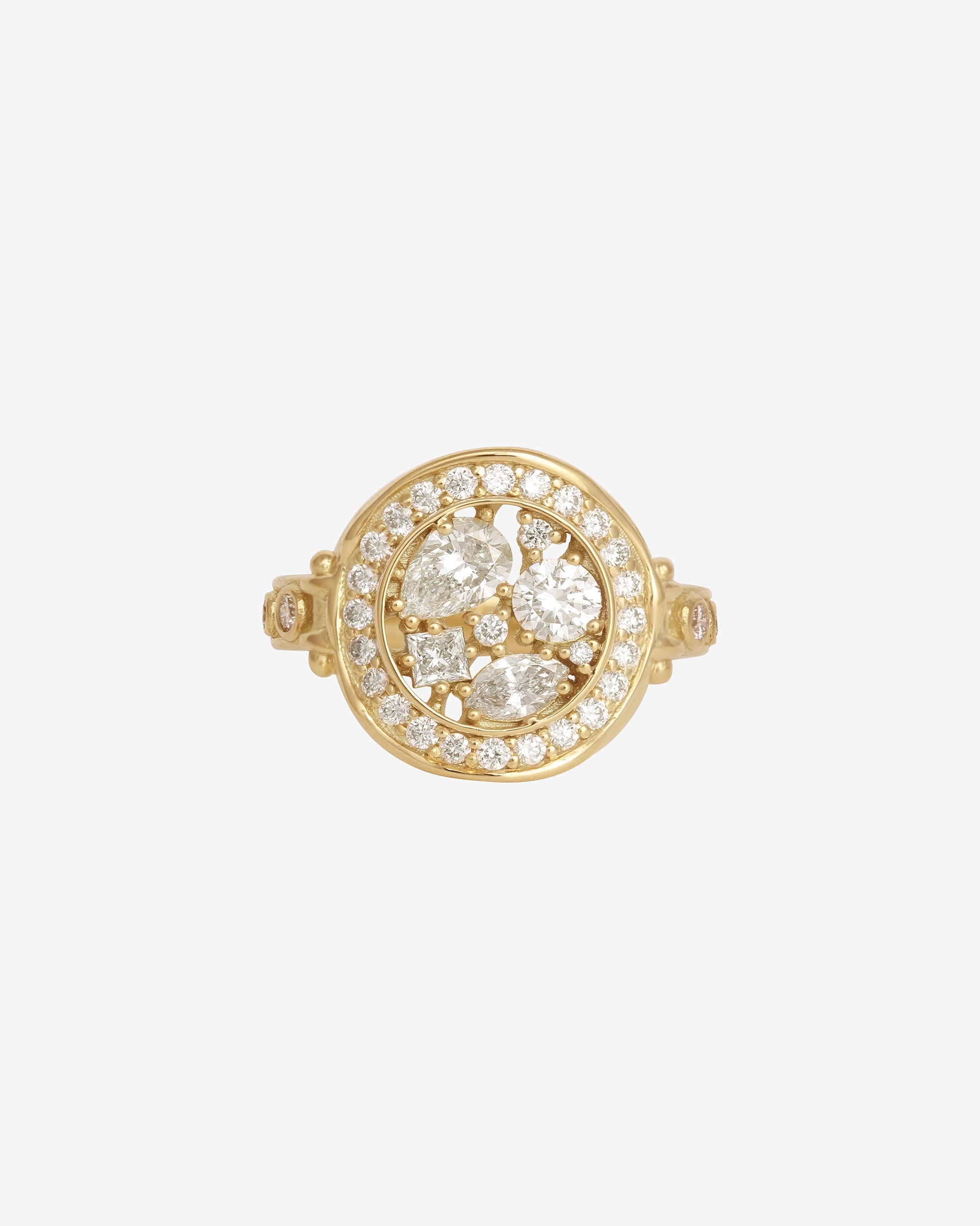 Temple of the Sun Asteria Halo Diamond Solid Gold