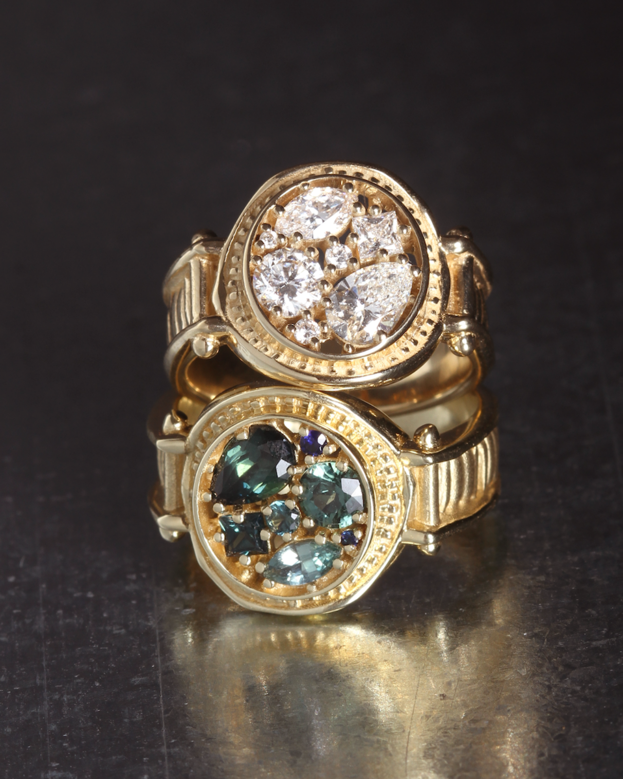 Temple of the Sun Asteria Ring Diamond Solid Gold