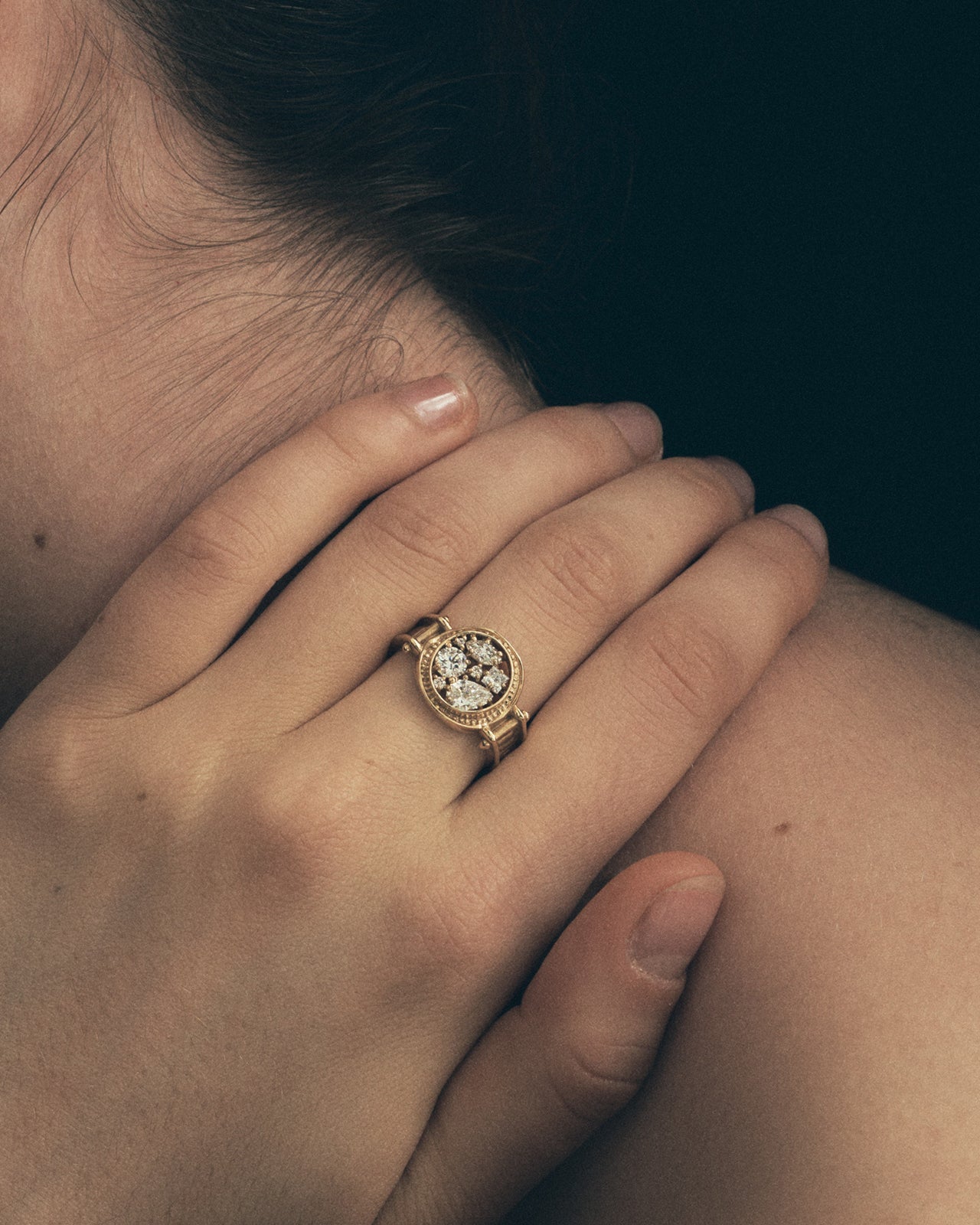 Temple of the Sun Asteria Ring Diamond Solid Gold