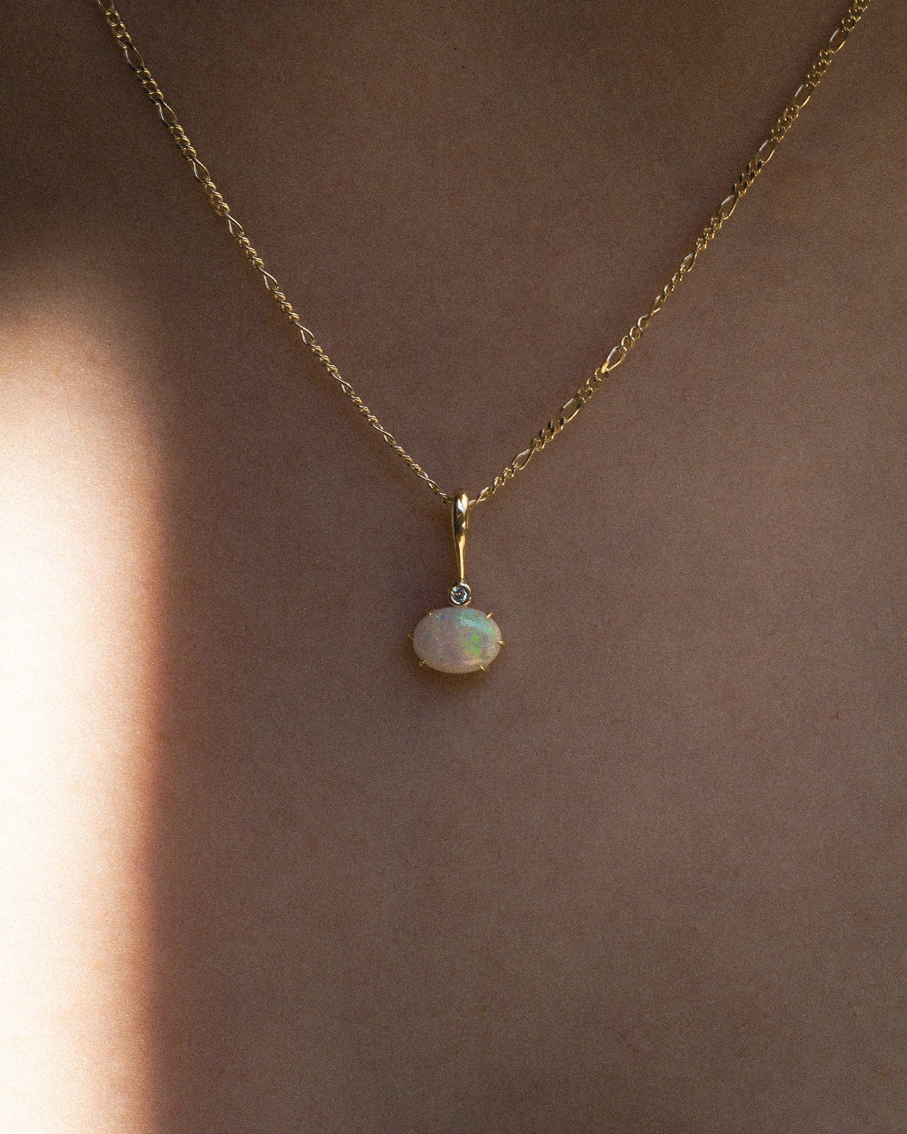 Temple of the Sun Astra Oval Pendant Opal Diamond Solid Gold