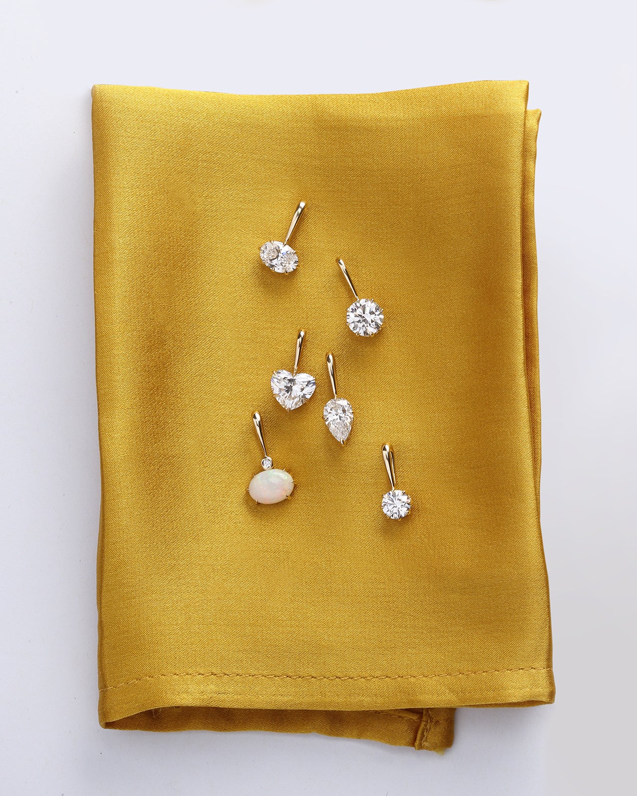 Temple of the Sun Astra Oval Pendant Opal Diamond Solid Gold