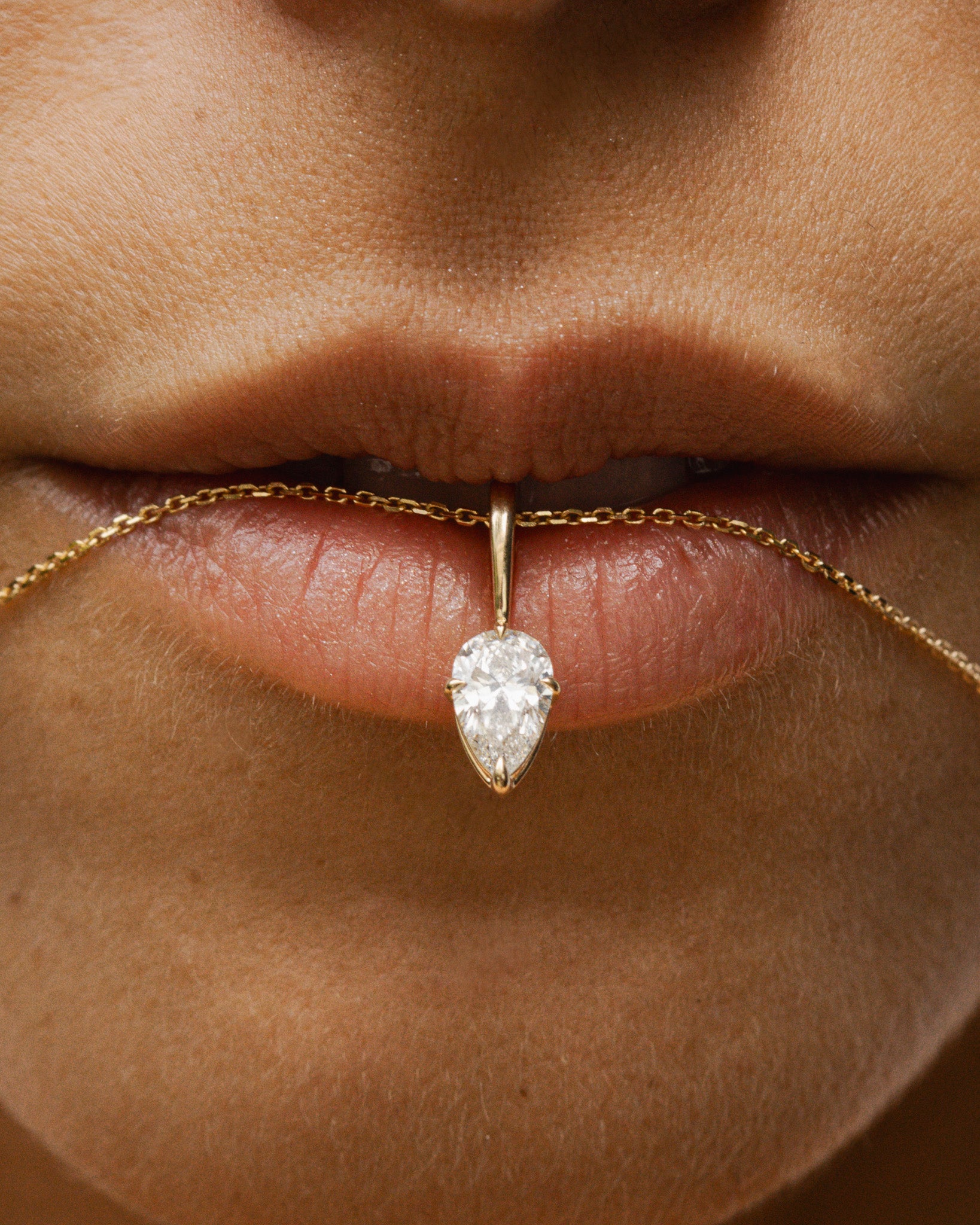 Temple of the Sun Astra Pear Pendant Diamond Solid Gold