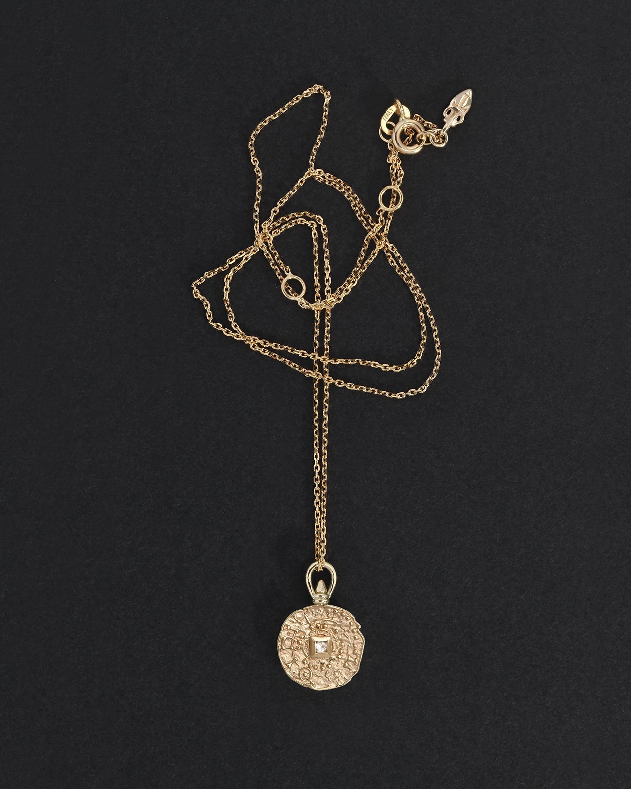 Temple of the Sun Atlantis Coin Necklace Diamond Solid Gold