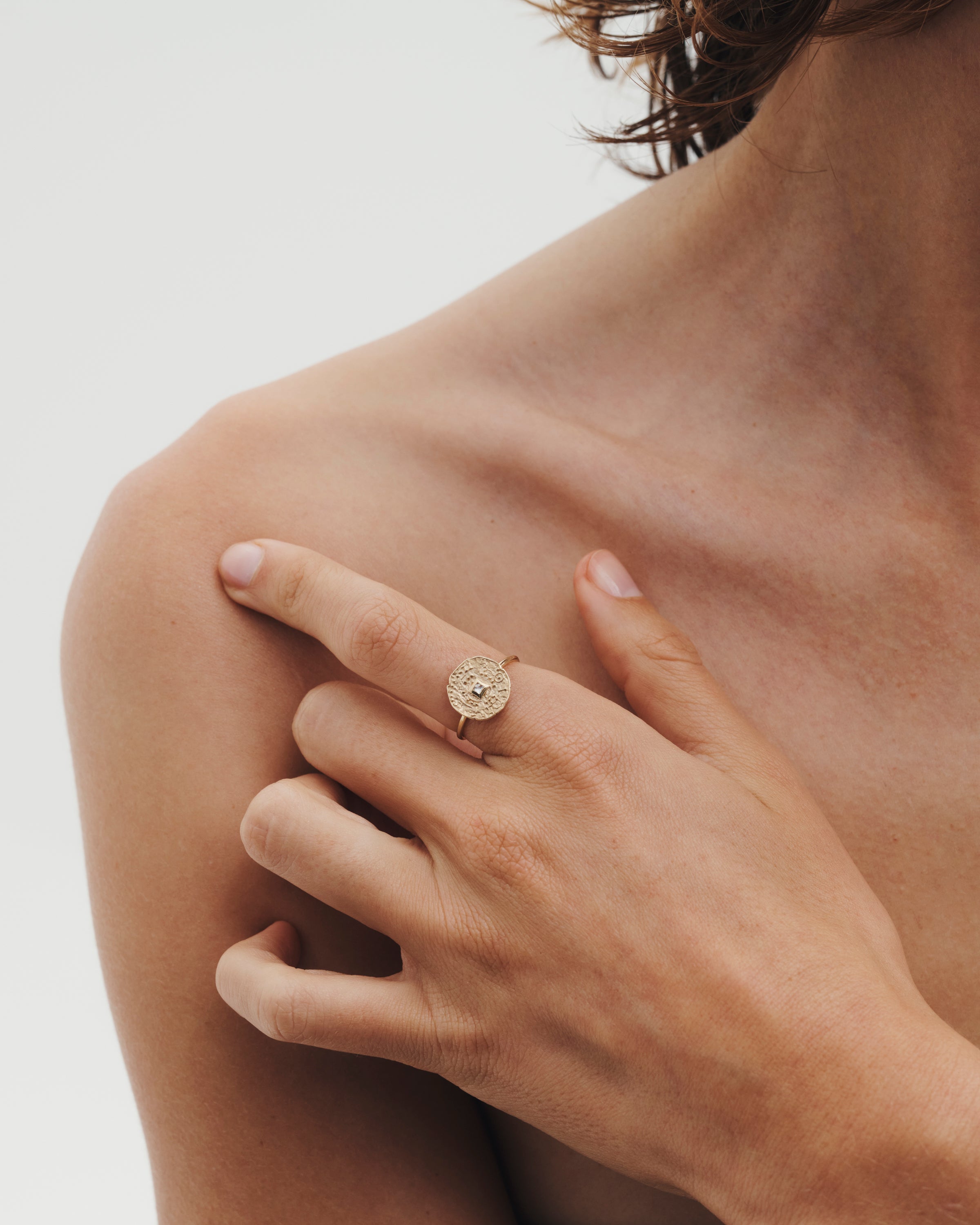 Temple of the Sun Atlantis Coin Ring Diamond Solid Gold