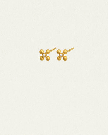 Temple of the Sun Ayana Flower Studs Diamond Solid Gold