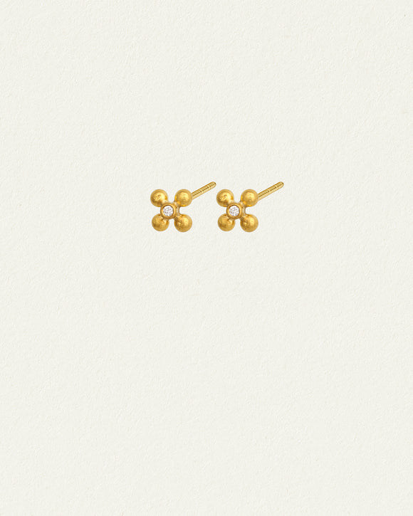 Temple of the Sun Ayana Flower Studs Diamond Solid Gold