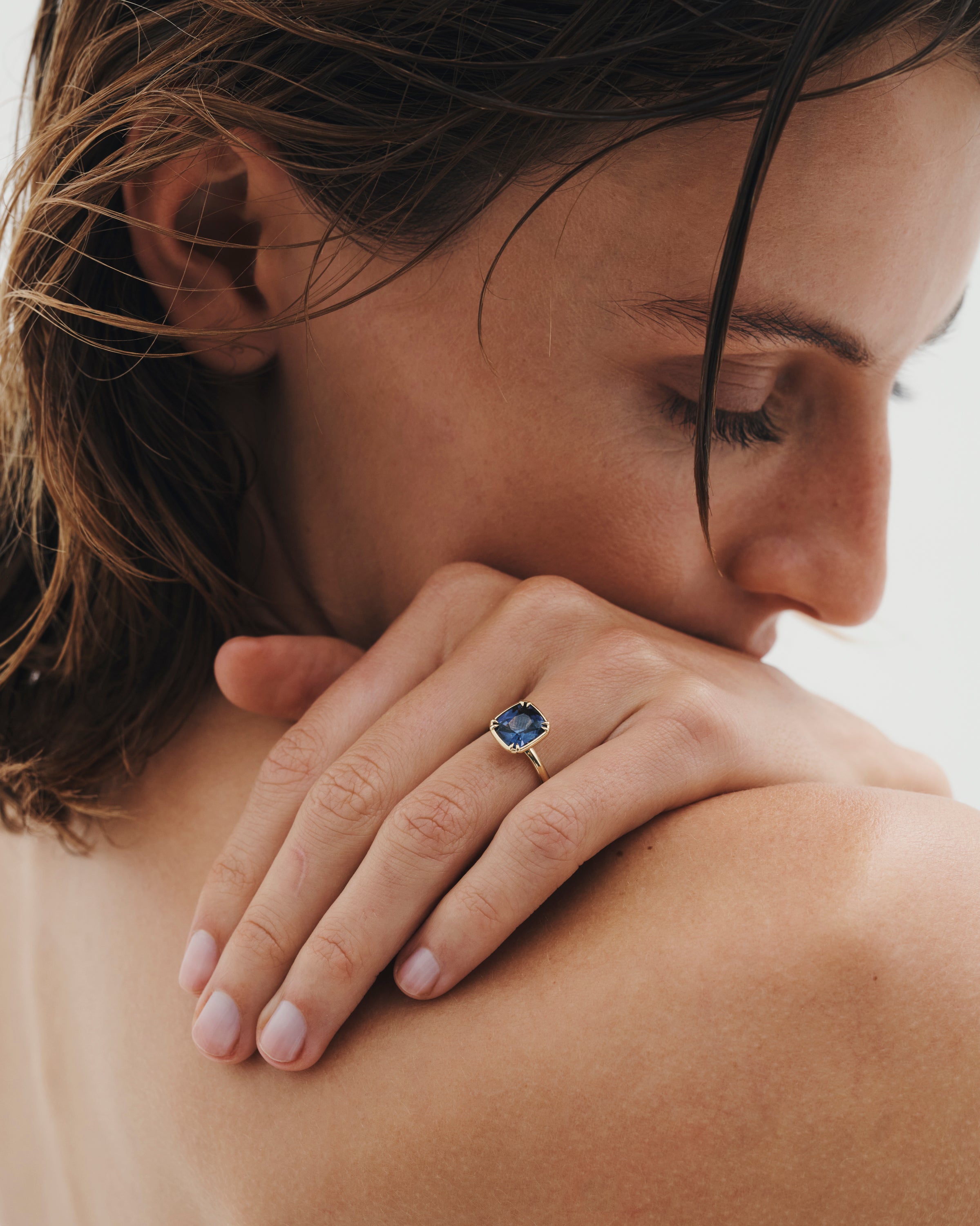 Temple of the Sun Azalea Cushion Ring 2.27ct Violet Spinel Solid Gold