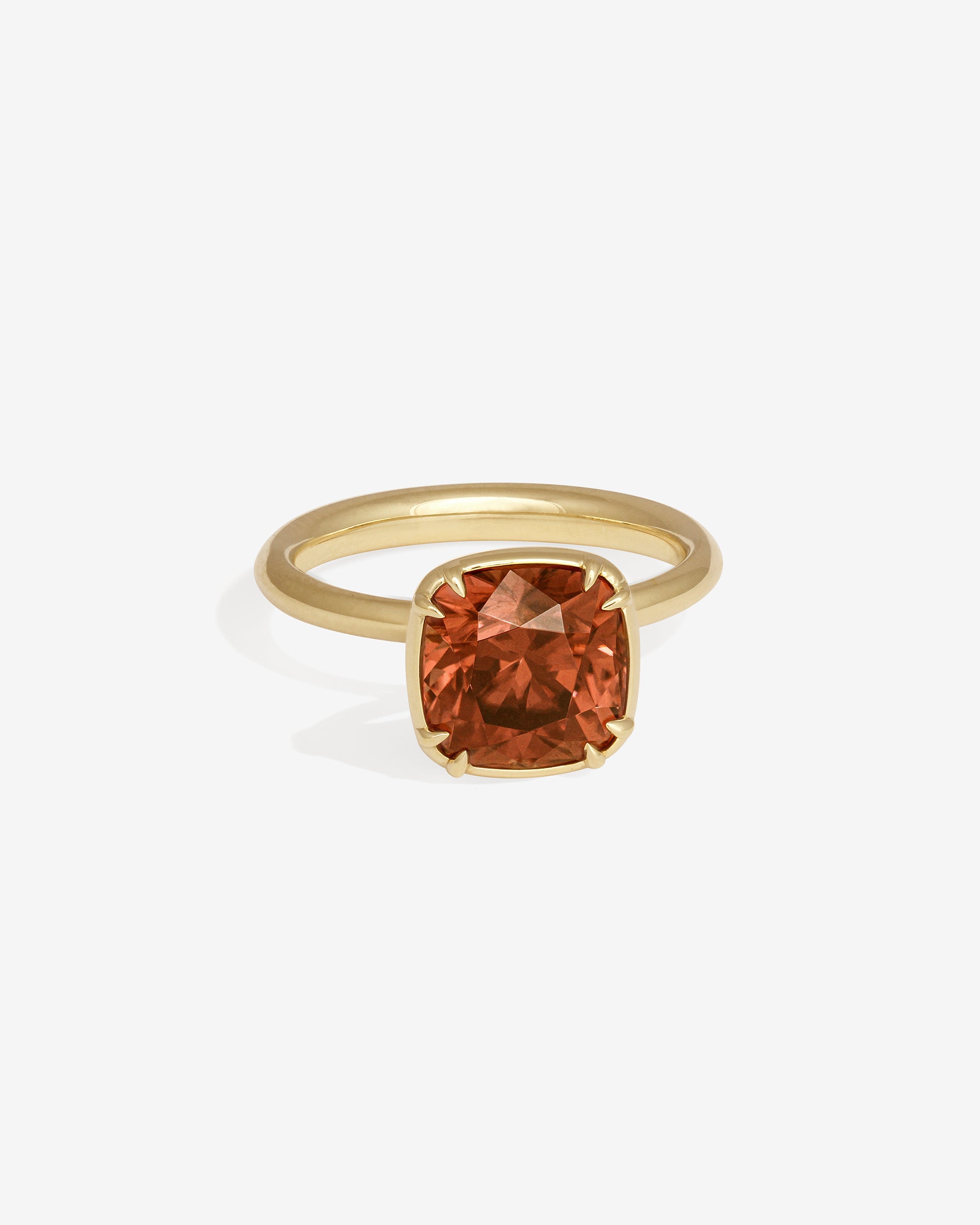 Temple of the Sun Azalea Cushion Ring 4.97ct Jacinth Zircon Solid Gold
