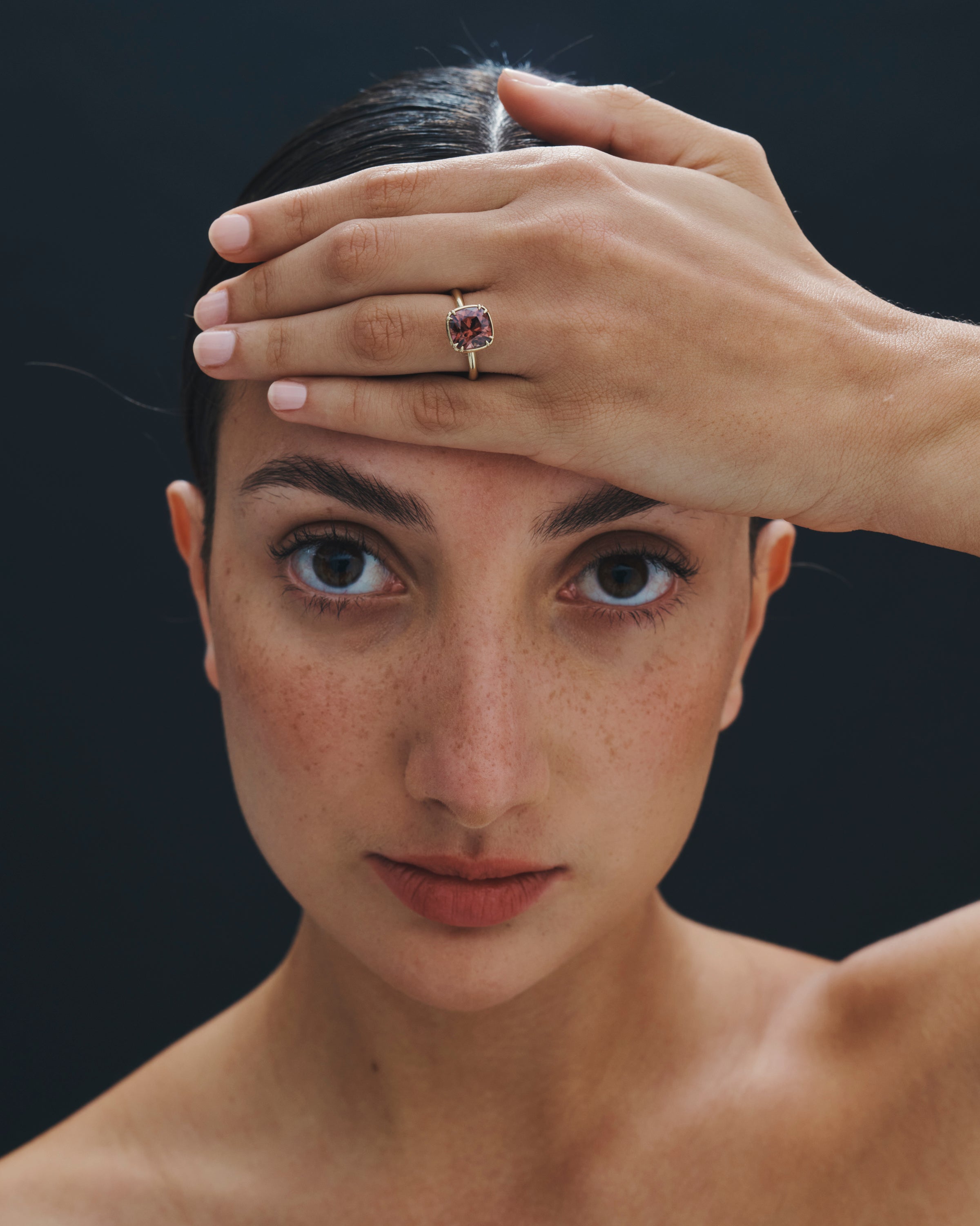 Temple of the Sun Azalea Cushion Ring 4.97ct Jacinth Zircon Solid Gold