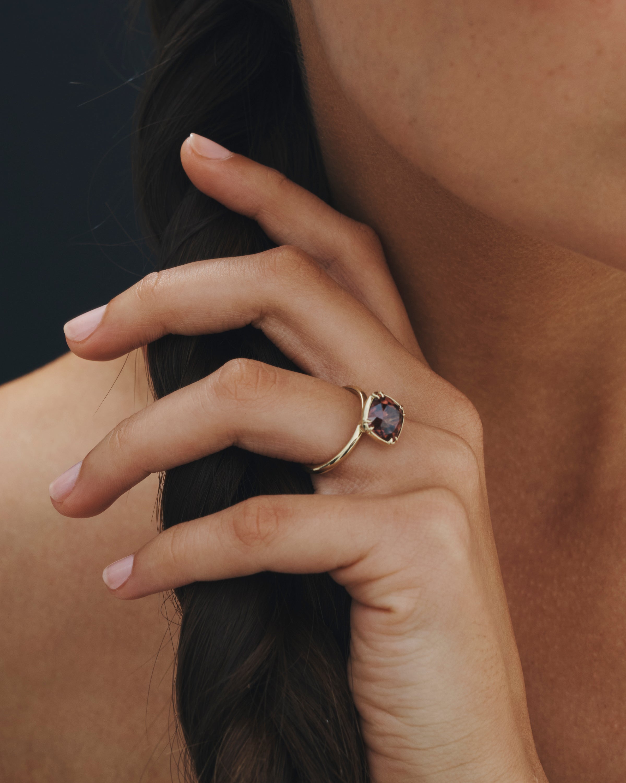 Temple of the Sun Azalea Cushion Ring 4.97ct Jacinth Zircon Solid Gold