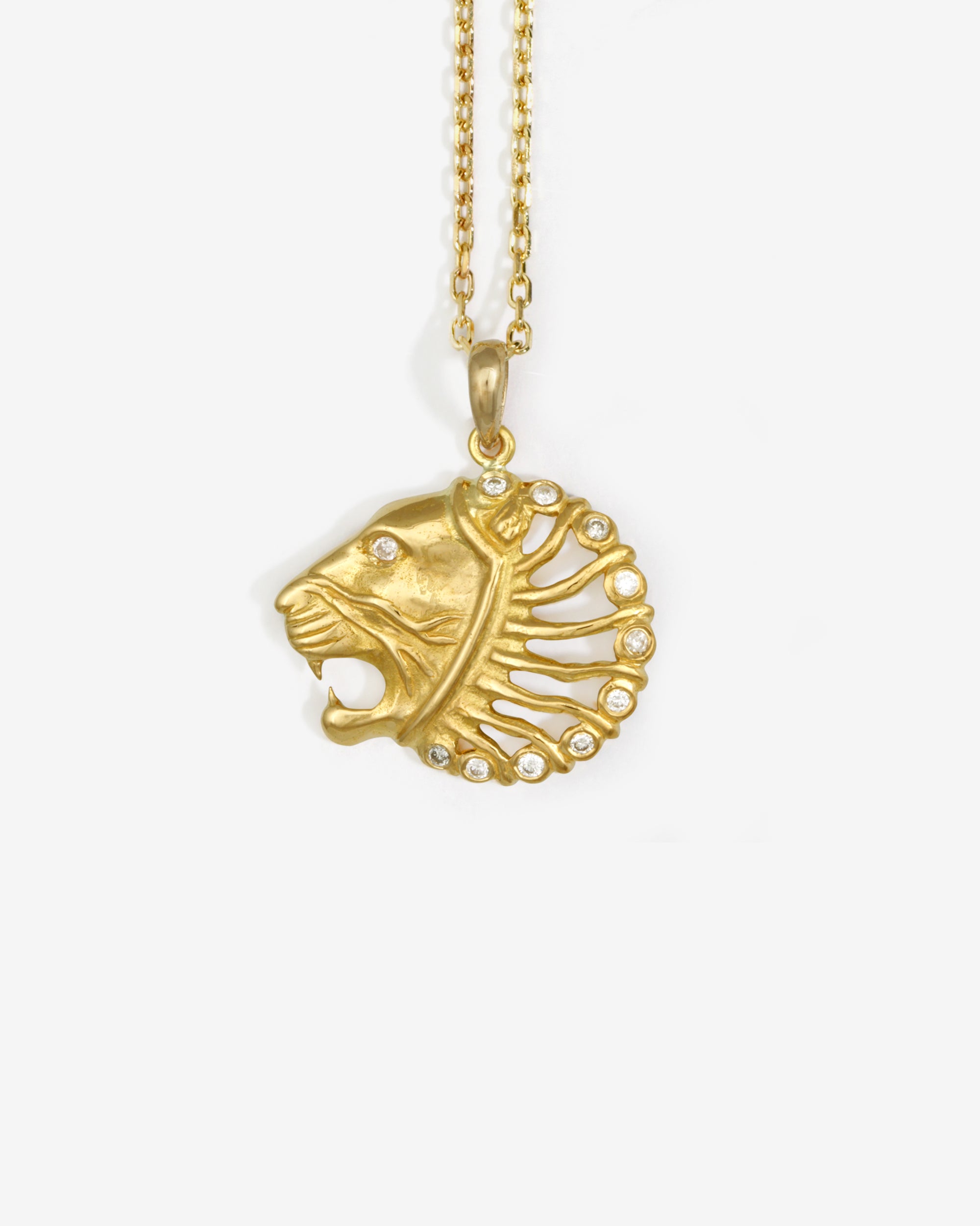 Temple of the Sun Babylon Necklace White Diamond Solid Gold