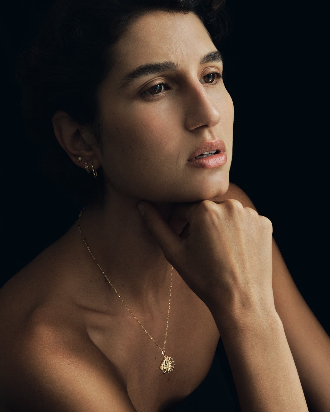 Temple of the Sun Babylon Necklace White Diamond Solid Gold