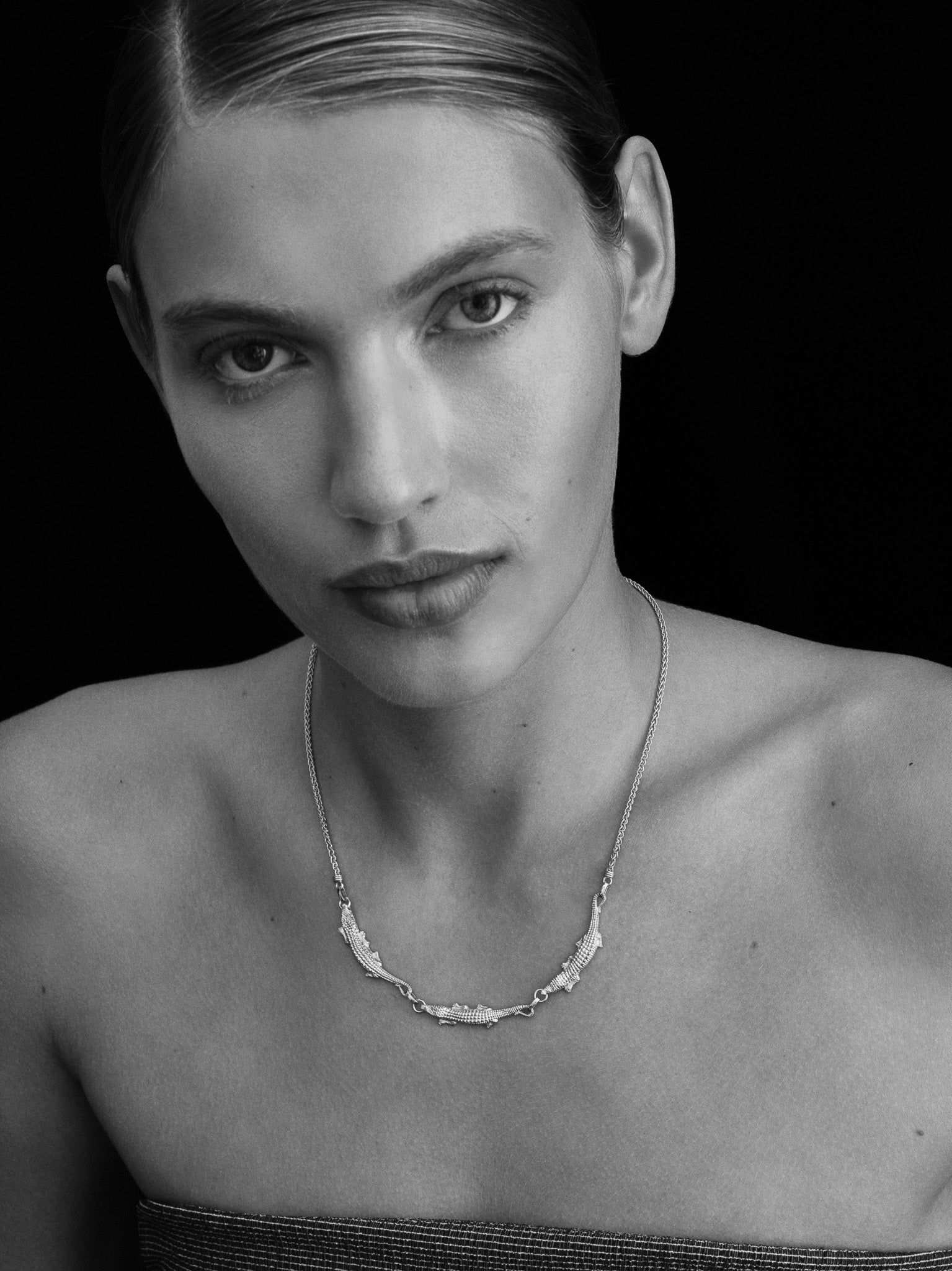 Temple of the Sun Bask Statement Necklace Silver