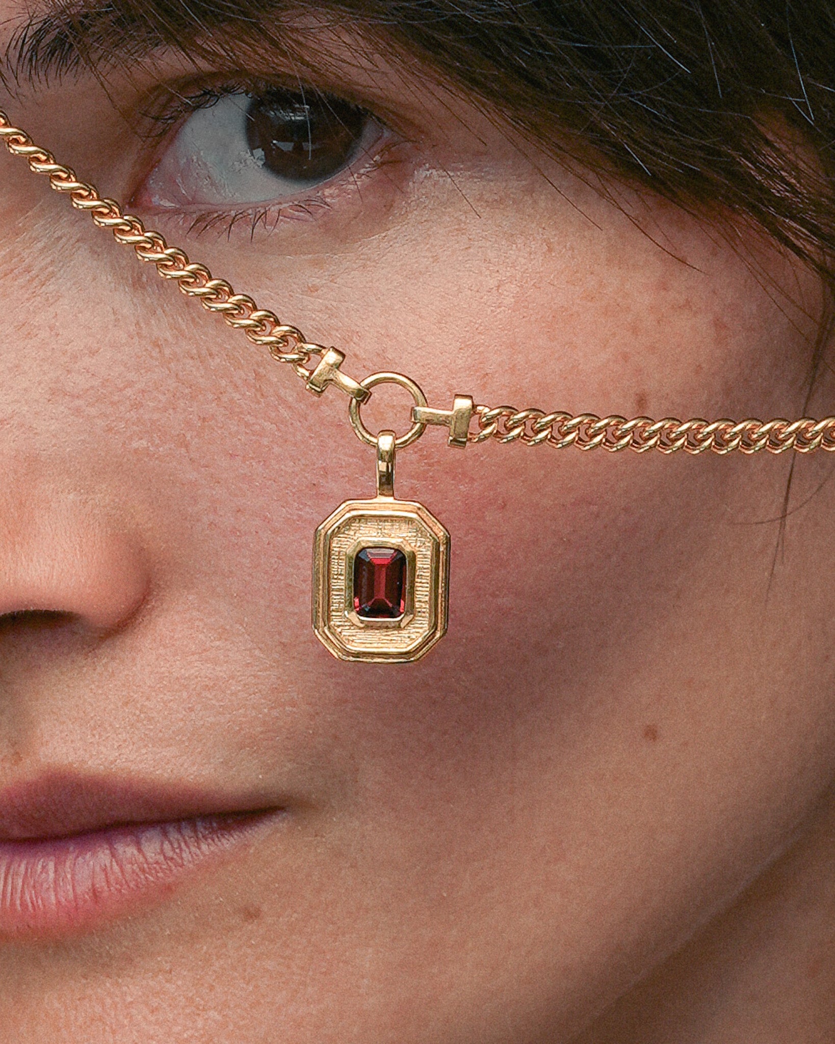 Byzantine Necklace Garnet Gold Vermeil