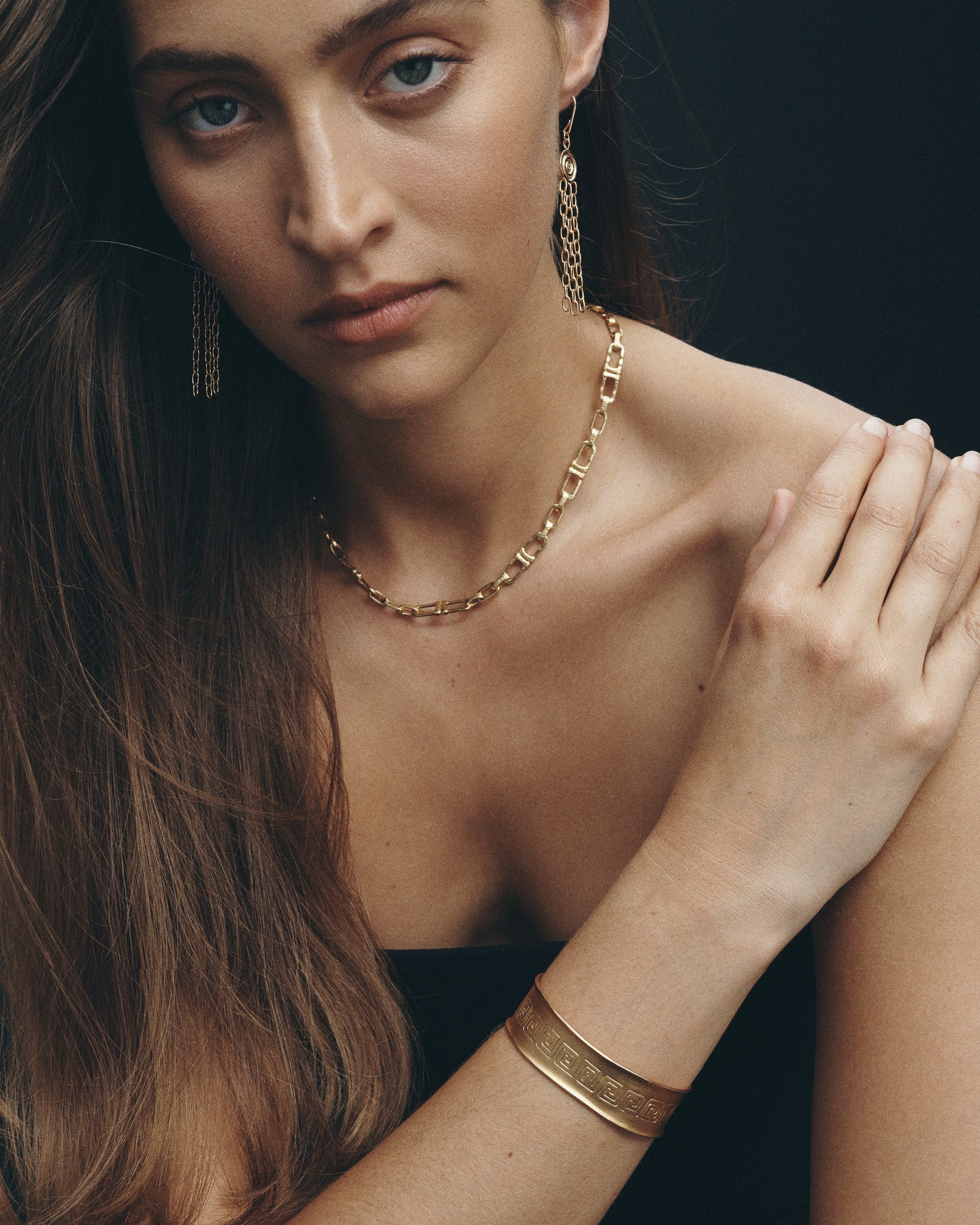 Temple of the Sun Caius Cuff Meander Gold Vermeil