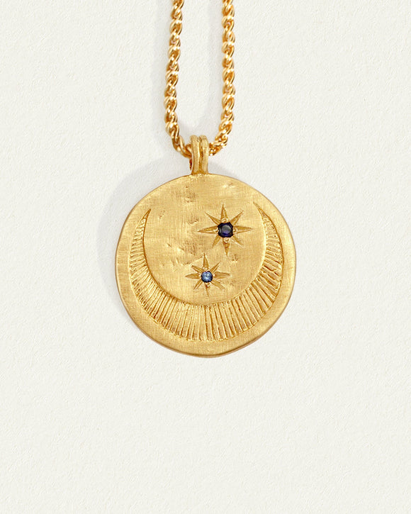 Circle Pendant Necklace with Holding Hands in Solid Gold - Tales In Gold