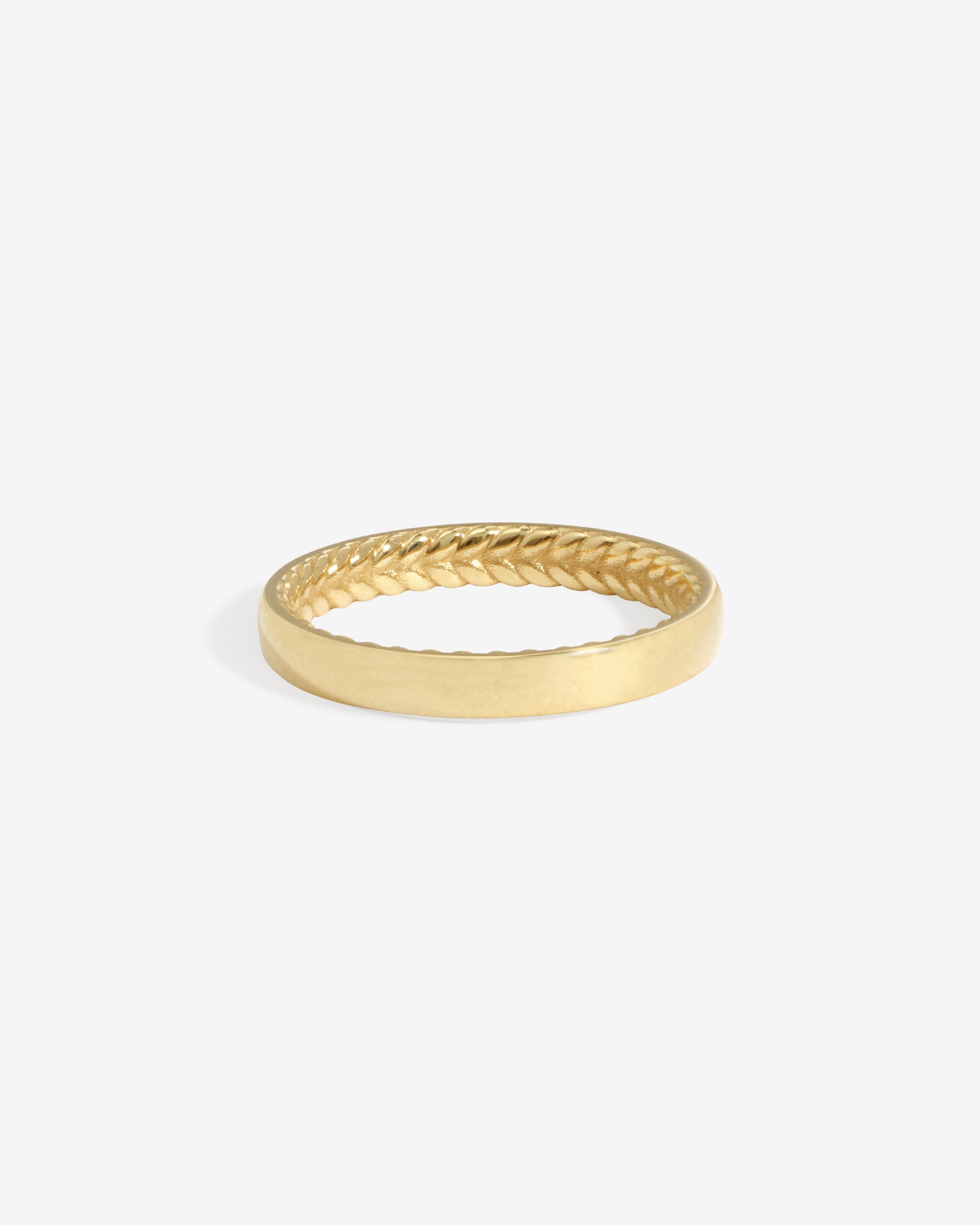 Temple of the Sun Chevron 3mm Ring Polished Solid Gold