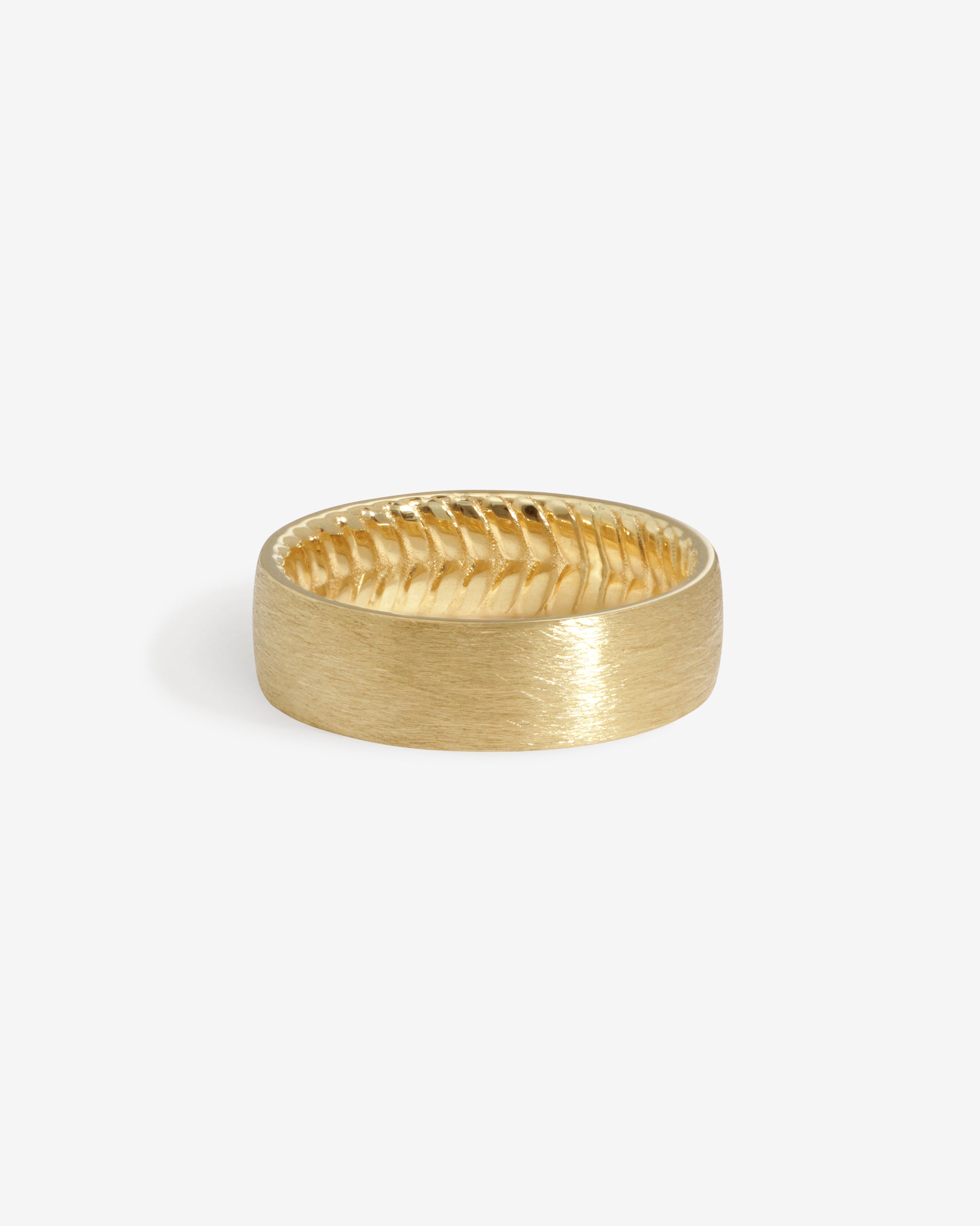 Temple of the Sun Chevron 6mm Ring Brushed Solid Gold