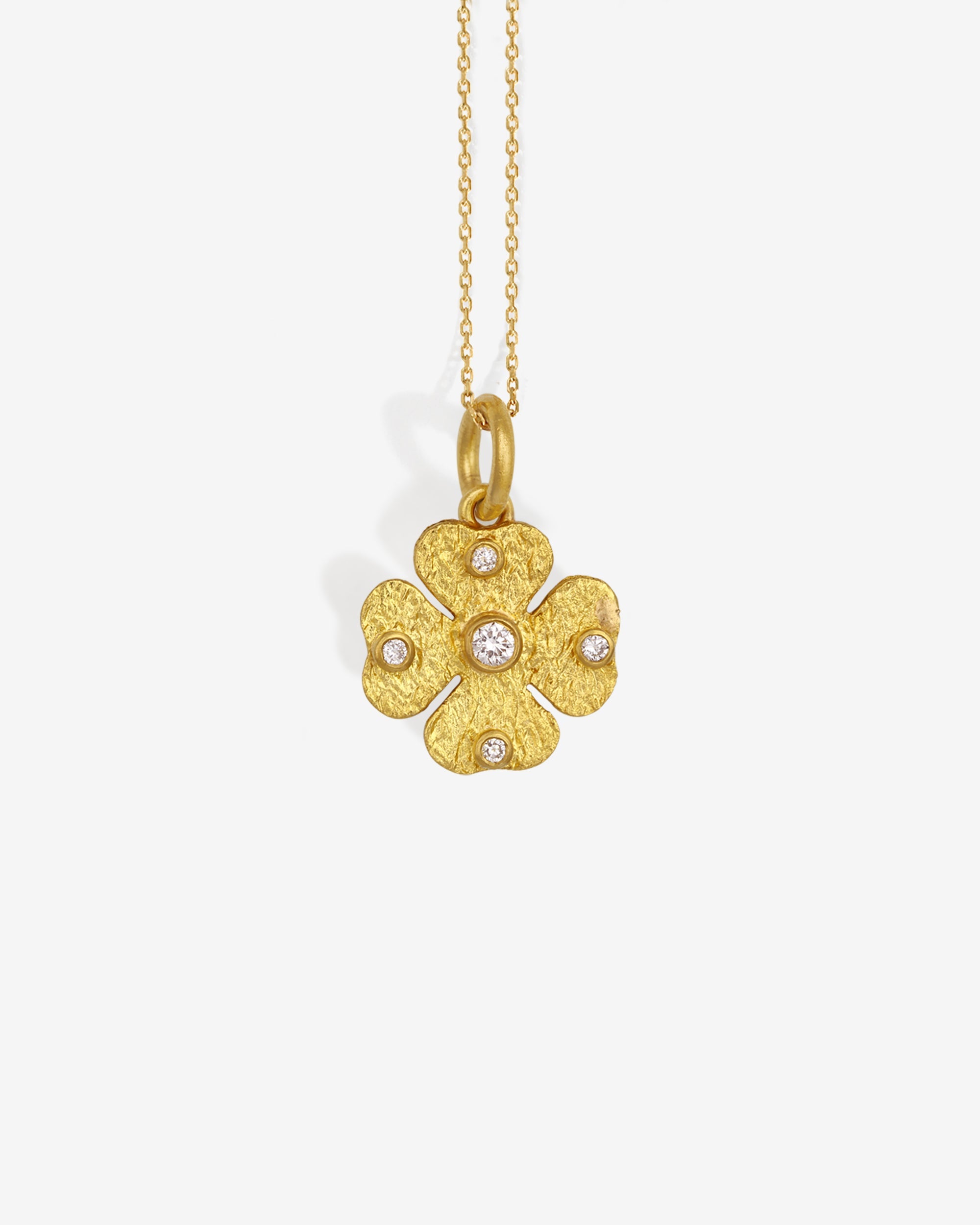 Temple of the Sun Clover Necklace Diamond Solid Gold