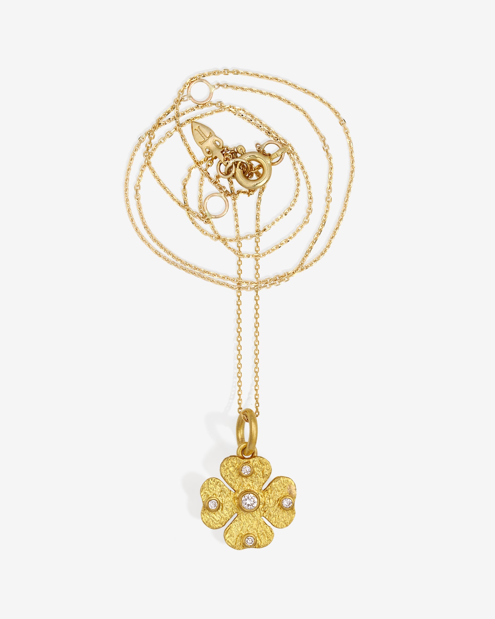 Temple of the Sun Clover Necklace Diamond Solid Gold