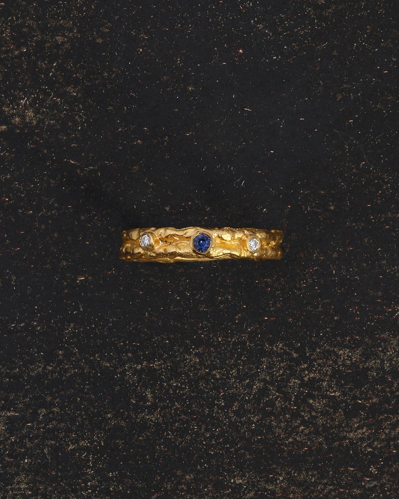 Temple of the Sun Dalia Ring Blue Sapphire Diamond Solid Gold