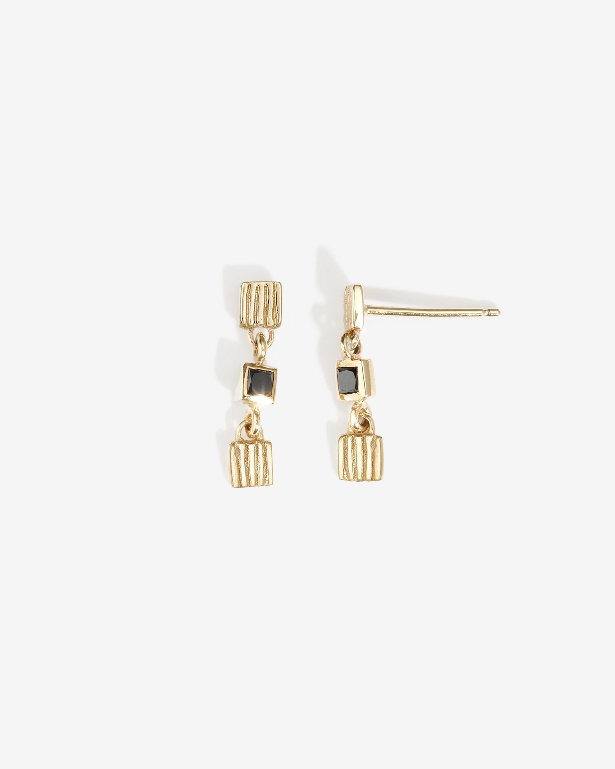 Temple of the Sun Dell Earrings Black Diamond Solid Gold
